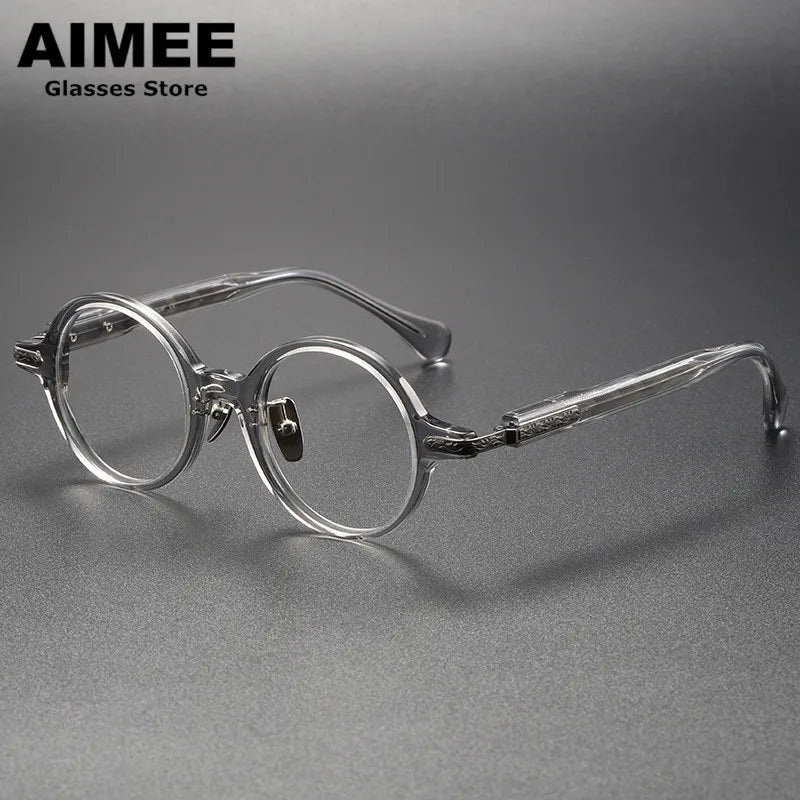 Stylish Aimee Unisex Full Rim Round Titanium Acetate Eyeglasses Frame 980854 - Lightweight & Durable for Work, Reading & Everyday Wear