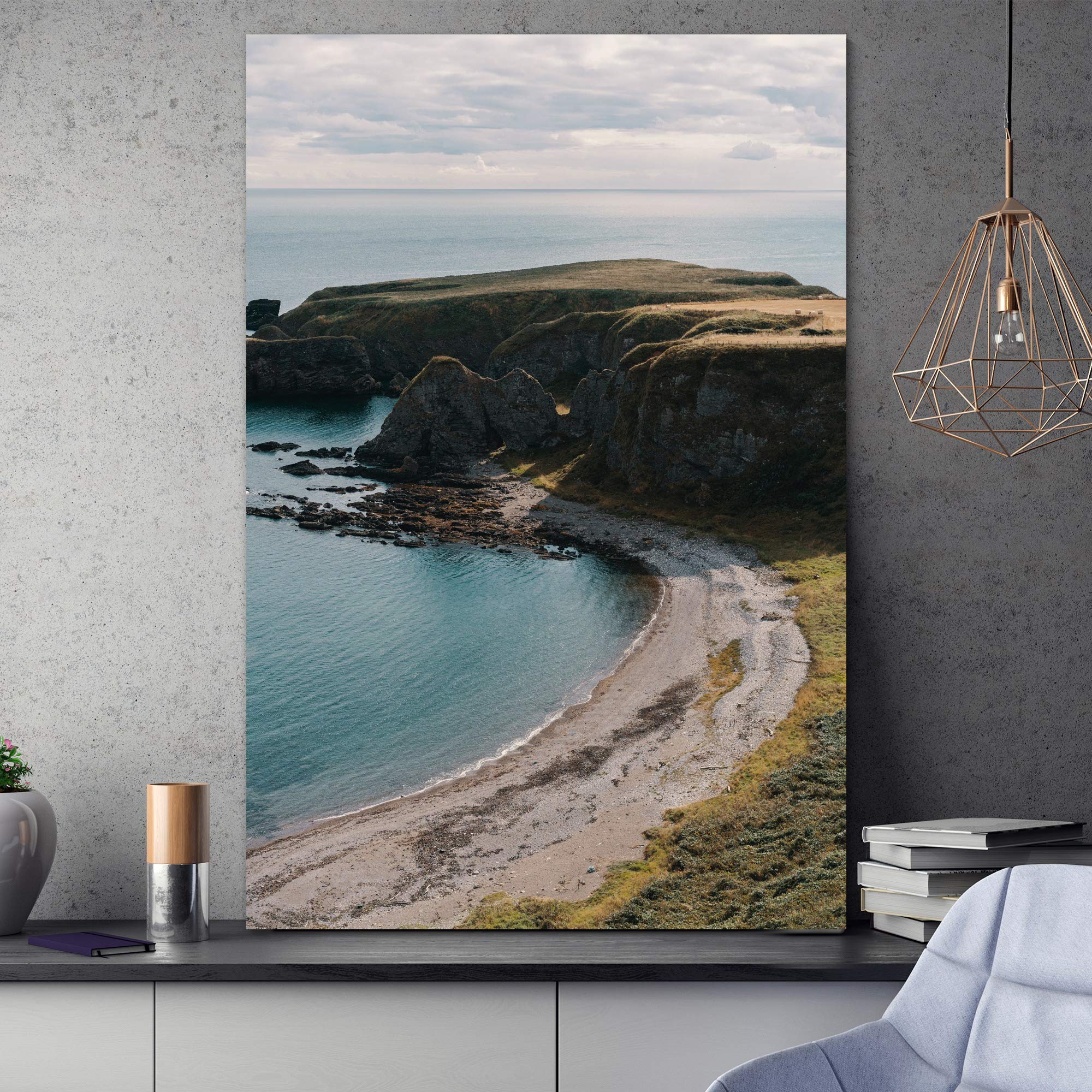 SIGNWIN 32x48 Inches Canvas Wall Art - Rocky Seas Beach Coastal Photography in Cool Blue Tones for Relaxation & Calm | Perfect for Living Room, Bedroom & Office Decor