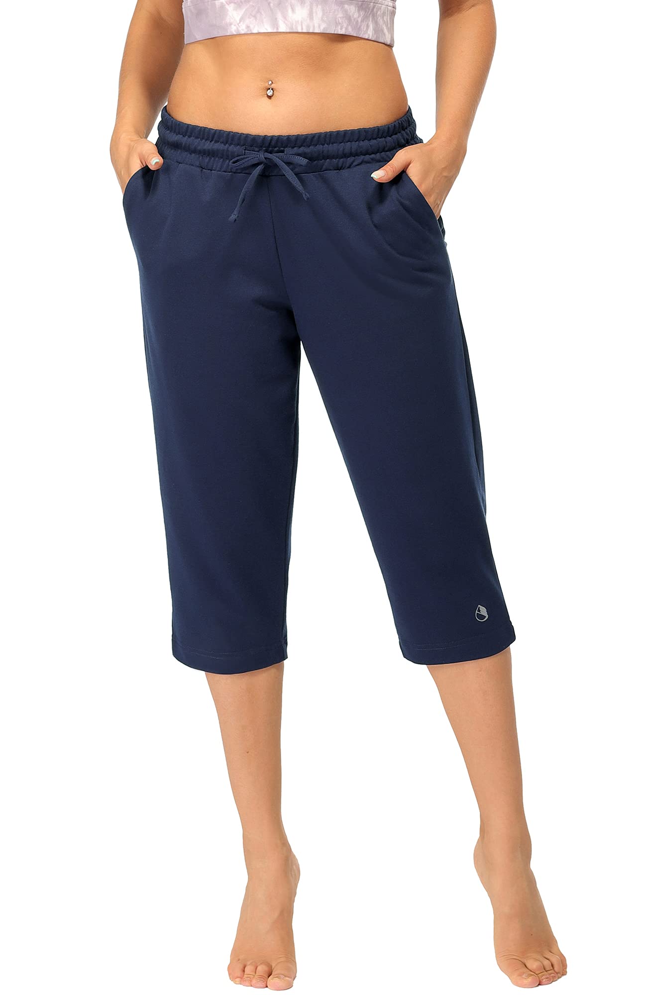 icyzone Women's Capri Sweatpants - Straight Leg Cropped Joggers with Pockets | Comfortable Lounge Pants for Yoga, Running & Casual Wear