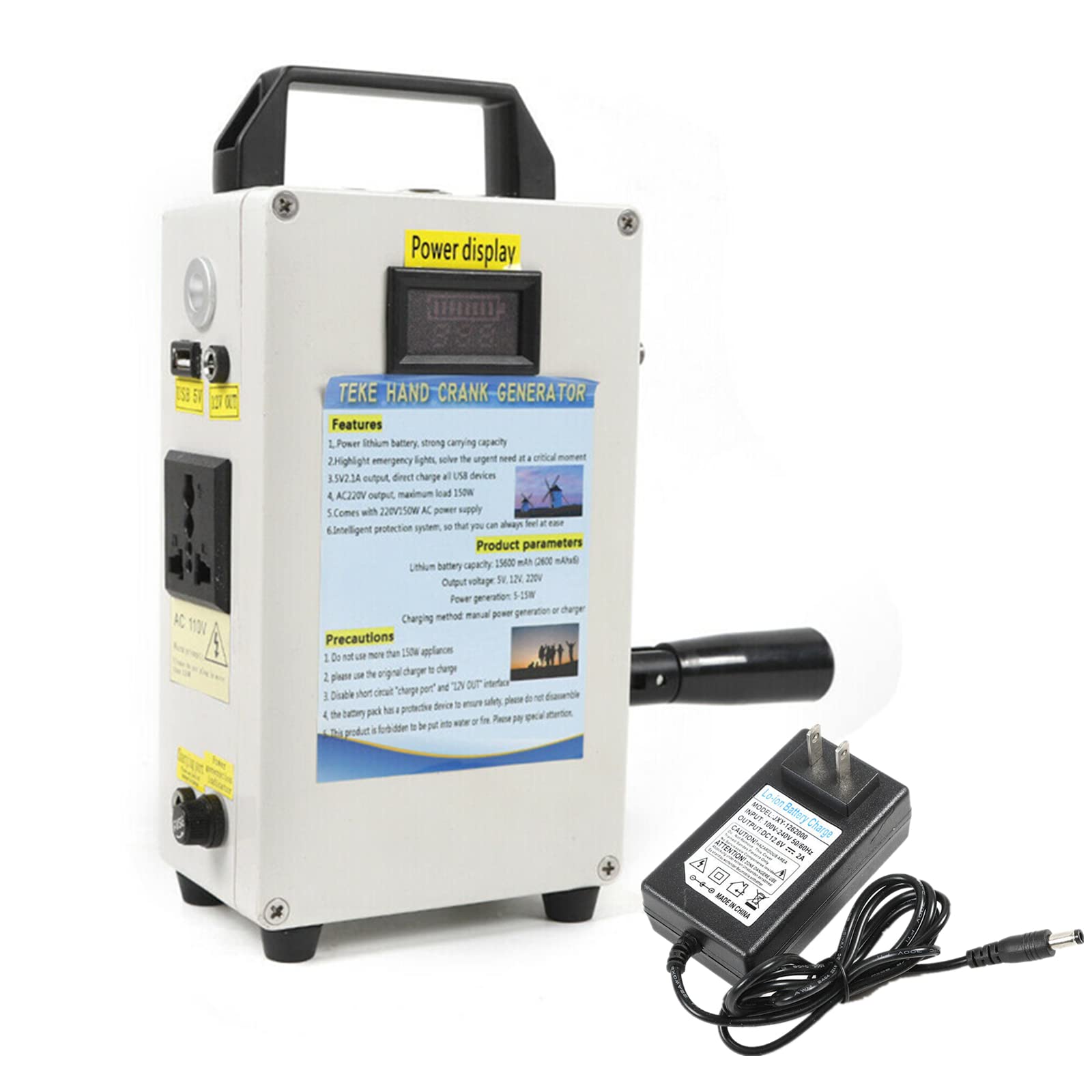 150W Hand Crank USB Power Generator - Portable Emergency Power Supply for Outdoor Camping, Travel & Phone Charging | USB Charger for Emergency, Hiking & Off-Grid Power Needs