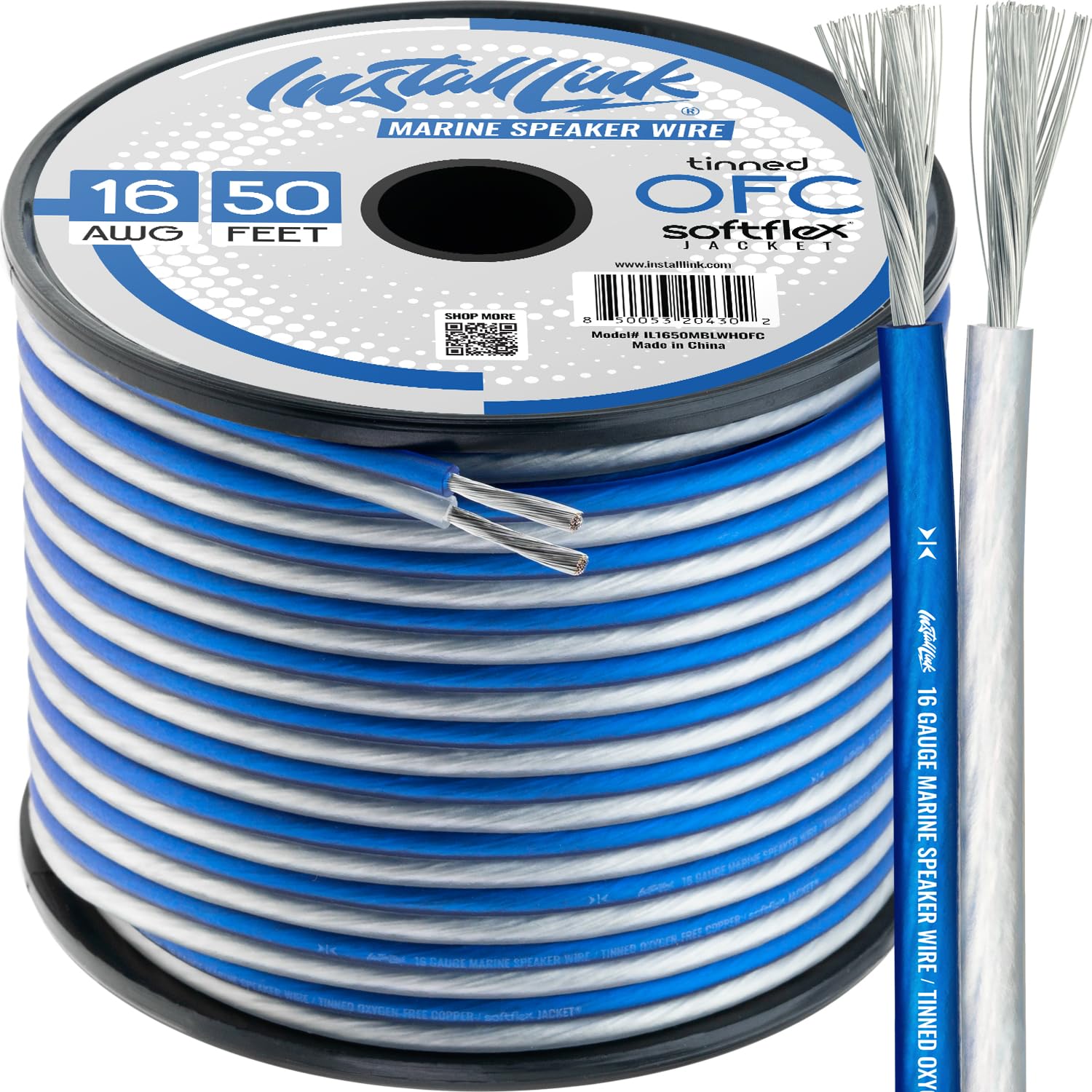 16 Gauge Tinned OFC Speaker Wire Cable - 50ft Marine Grade Audio Cable for Boat, RV, Outdoor & Home Theater Sound Systems