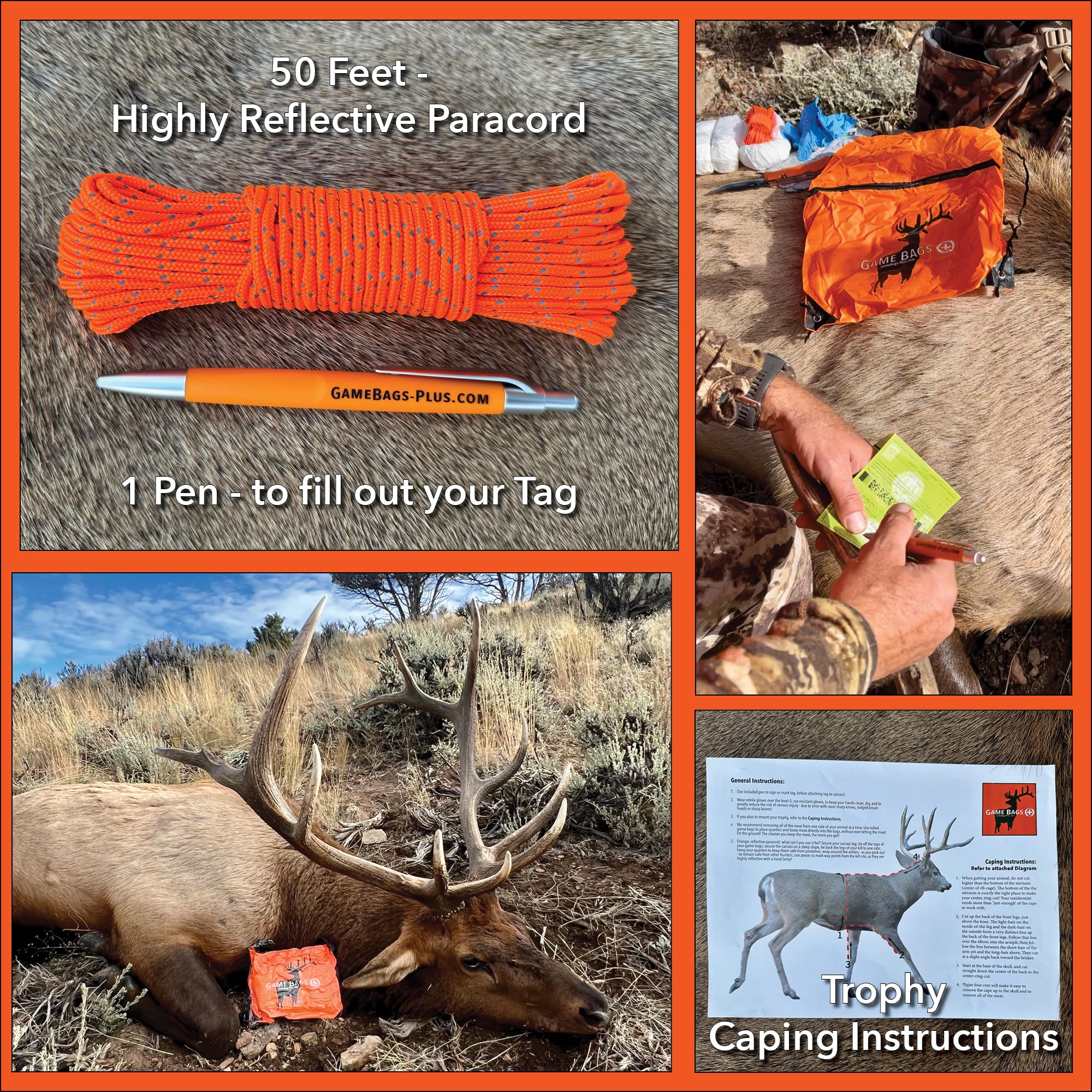 Premium Big Game Hunting Kit - 5-Pack Vacuum-Sealed Game Bags, Cut-Resistant Gloves & 4 Essential Field Dressing Tools | Lightweight Backcountry Gear for Deer, Elk & Bear Hunting | Perfect for Wilderness Adventures & Survival Trips