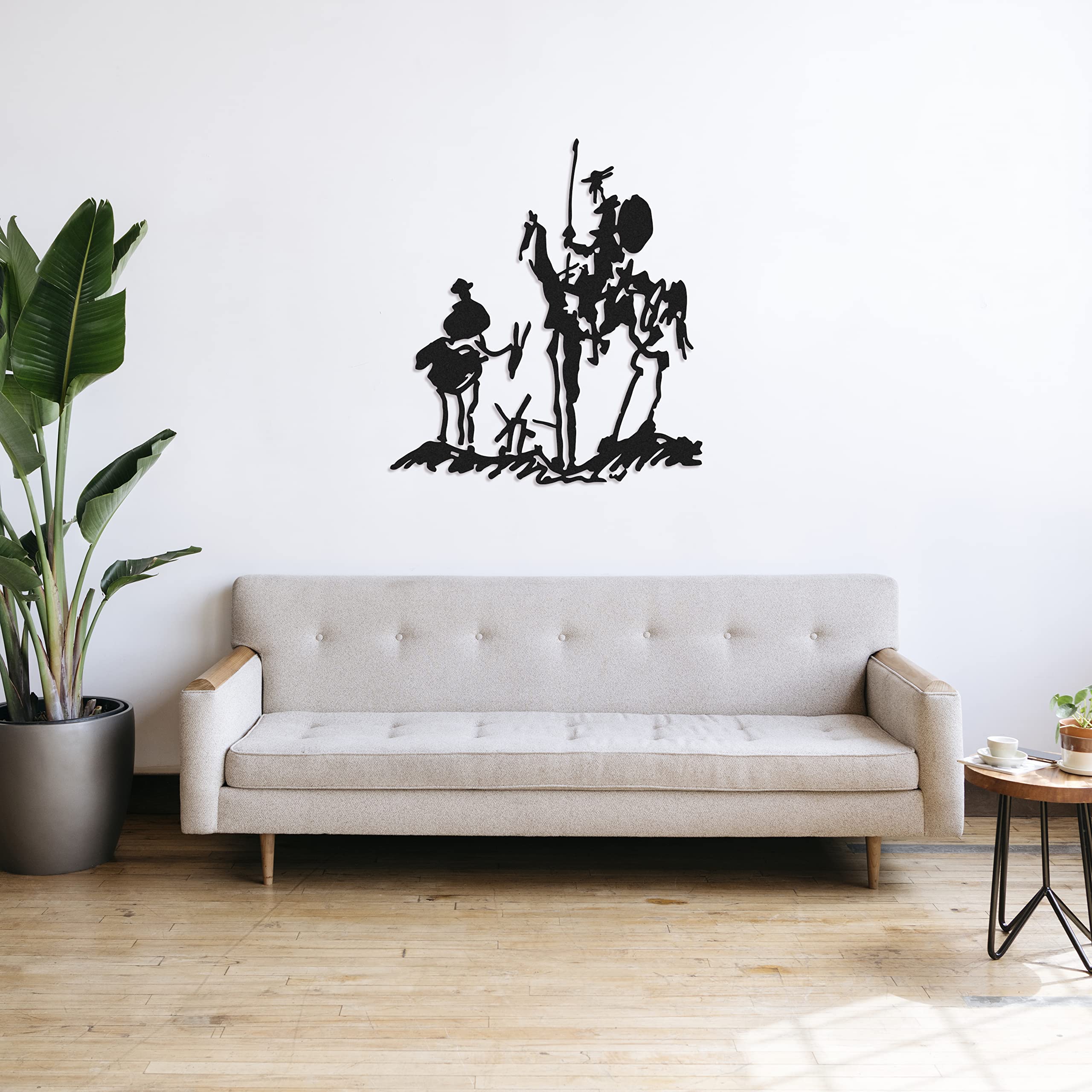 Don Quixote Metal Wall Art Decor - 35x31 Inch Black Spanish Knight Sculpture for Home & Office - Indoor/Outdoor Wall Hanging for Living Room, Bedroom, Patio - Unique Housewarming Gift Idea
