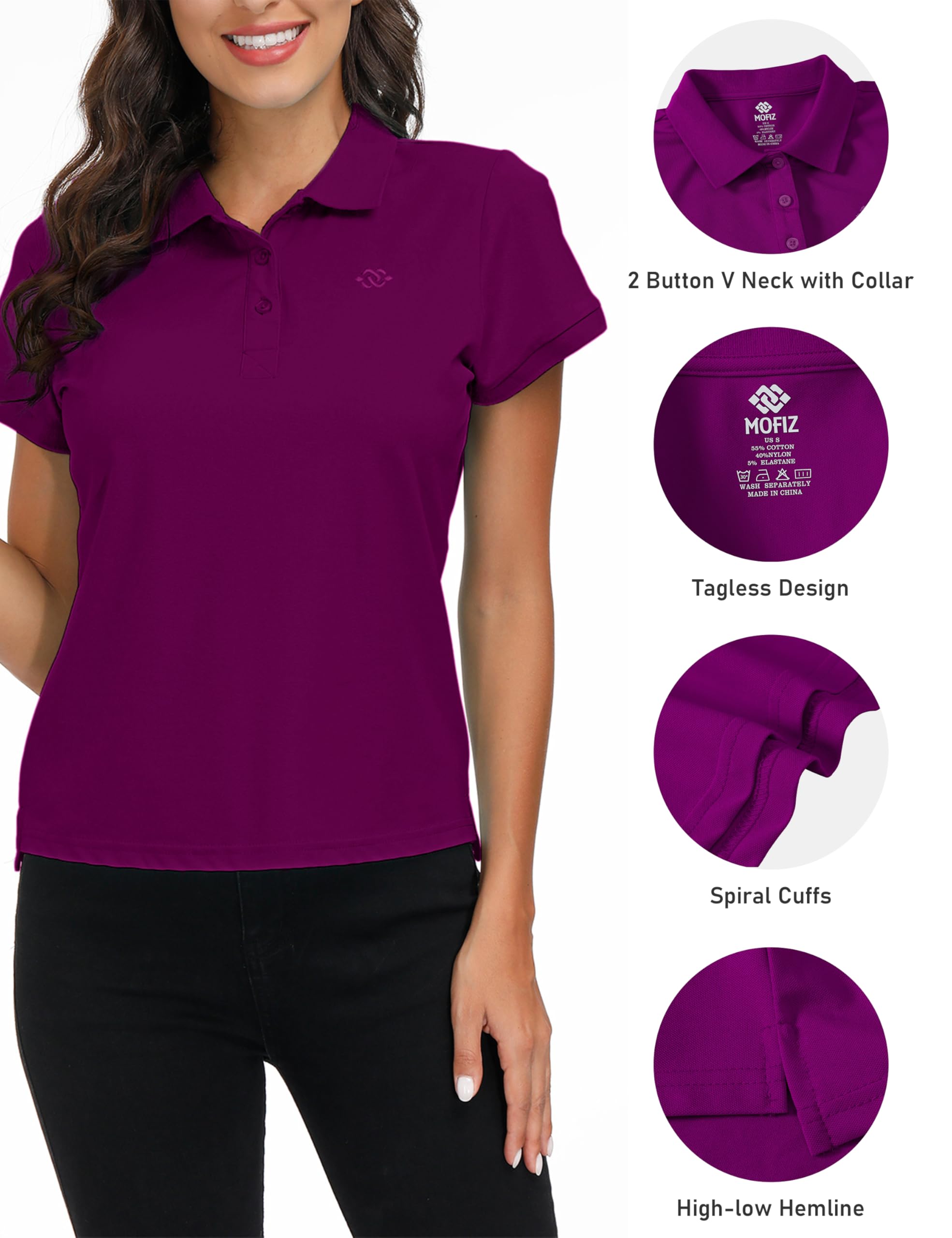 AjezMax Women's Short Sleeve Cotton Polo Shirt - Breathable Golf & Fitness Top for Summer Sports | Casual Wear, Gym, Outdoor Activities