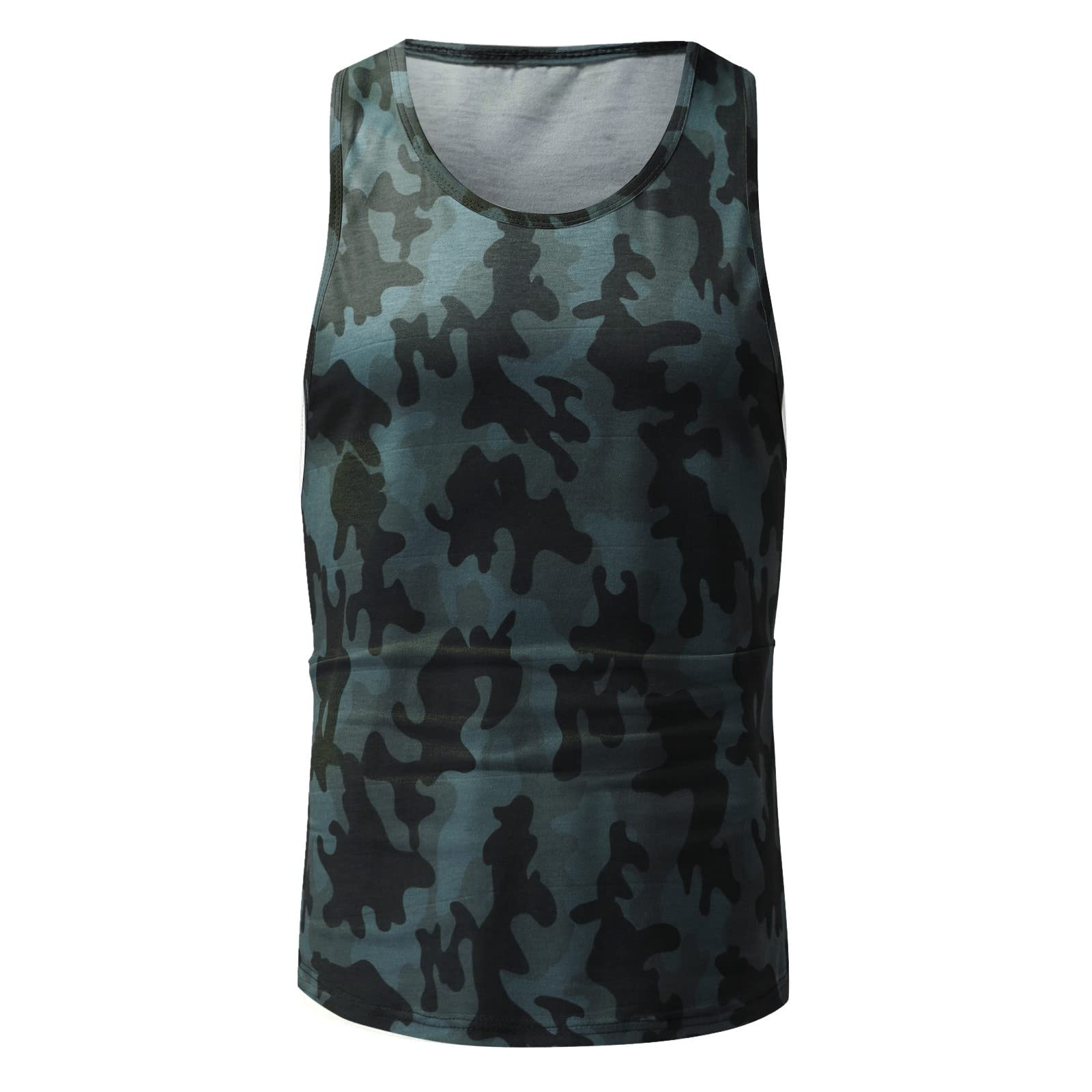 Men's Camouflage Sleeveless Sport Shirt - Breathable Summer Vest Top with Round Neck, Casual Fashion Tank for Gym & Outdoor Activities (Navy, Size M) - Perfect for Workouts, Beachwear and Street Style