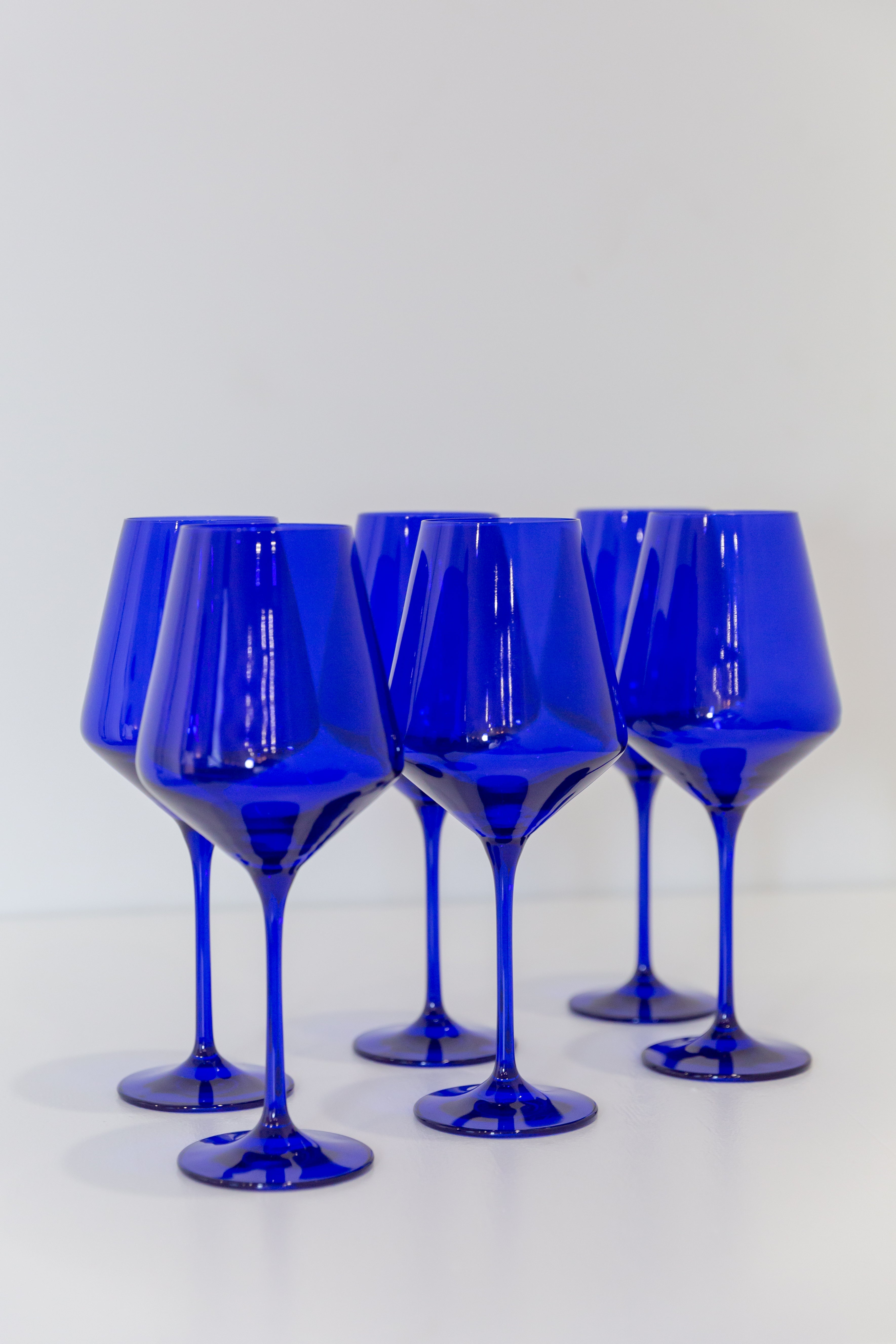 Estelle Colored Wine Glasses Set of 6 - Royal Blue Stemware for Red & White Wine - Perfect for Dinner Parties, Weddings & Home Decor