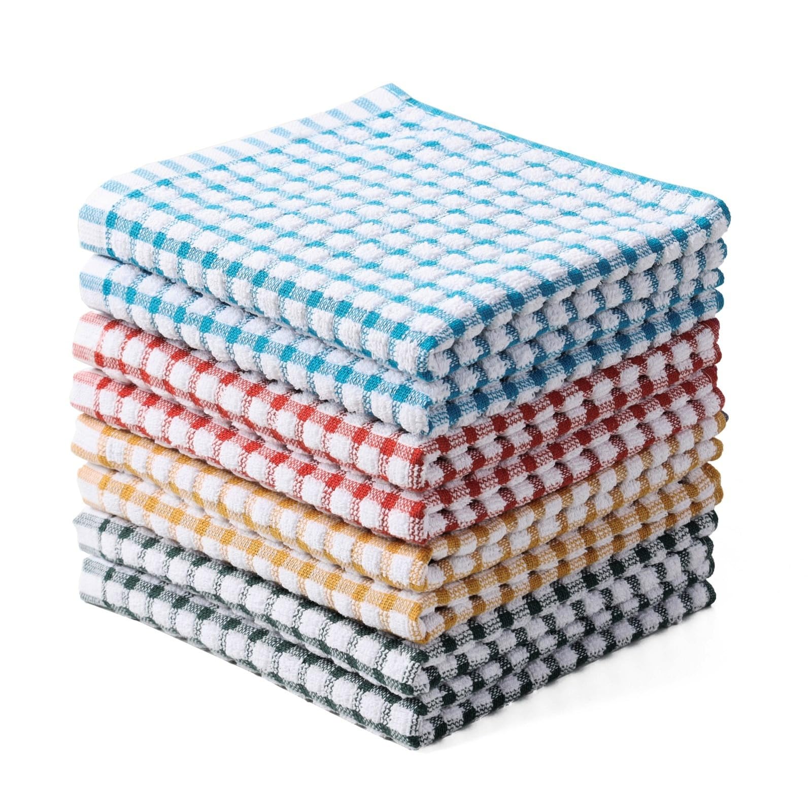 100% Cotton Kitchen Dish Cloths for Washing Dishes, 30.5 x 30.5 cm, Absorbent Cleaning Rags, Pack of 8, Quick-Drying Cleaning Towels - Perfect for Dishwashing, Counter Cleaning, and Household Chores