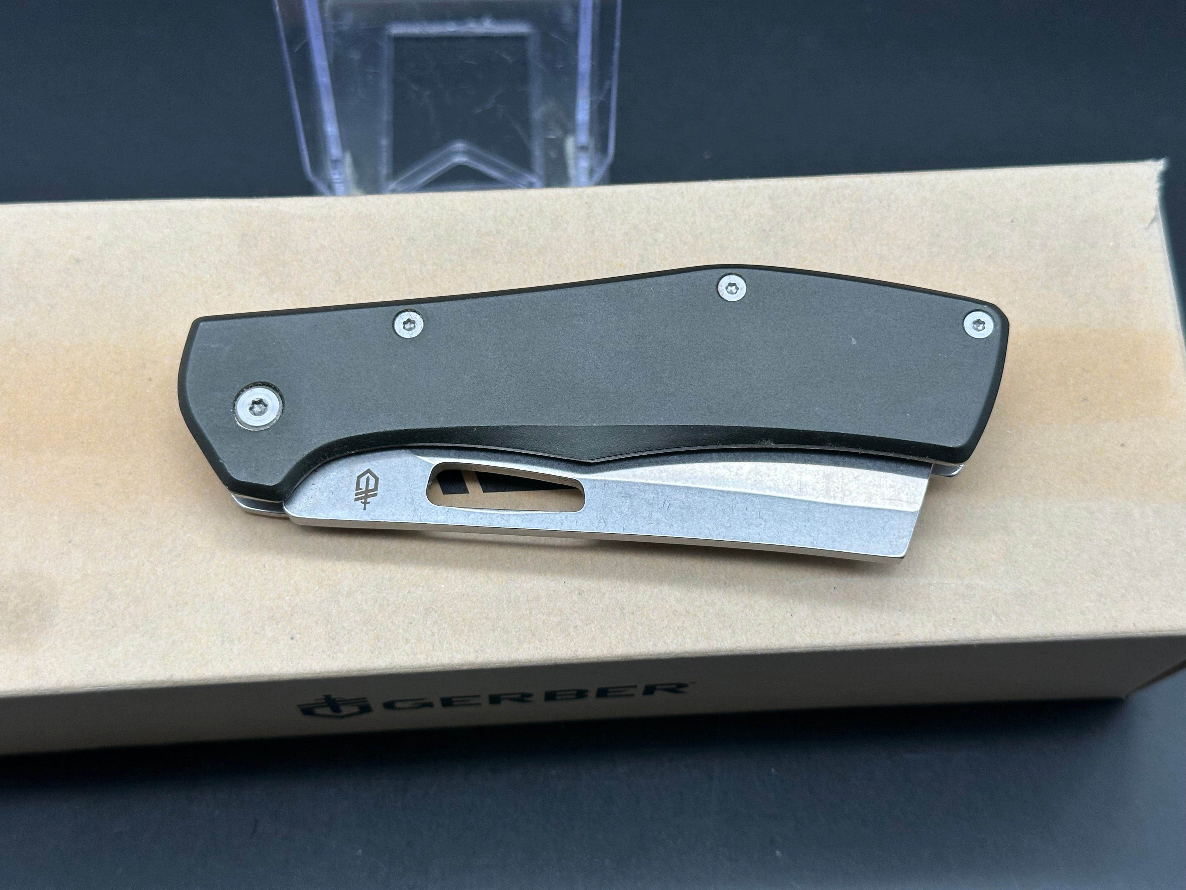 Gerber FlatIron Cleaver Frame Lock Knife - Dark Gray Aluminum Handle, 3.5