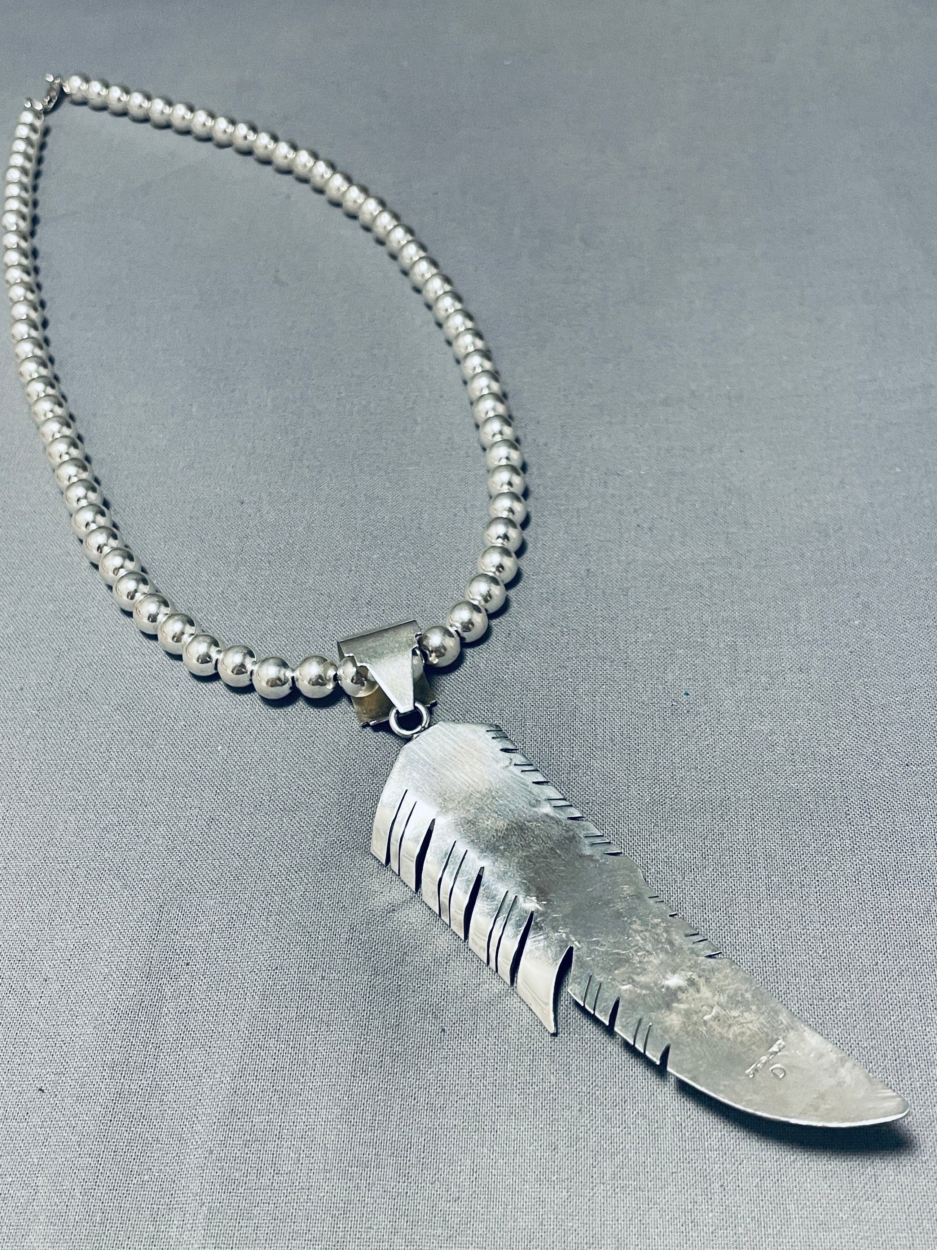 Vintage Navajo Opal Sterling Silver Feather Necklace – 4 Inch Handmade Native American Jewelry for Women, Boho Chic Accessories for Everyday Wear & Special Occasions