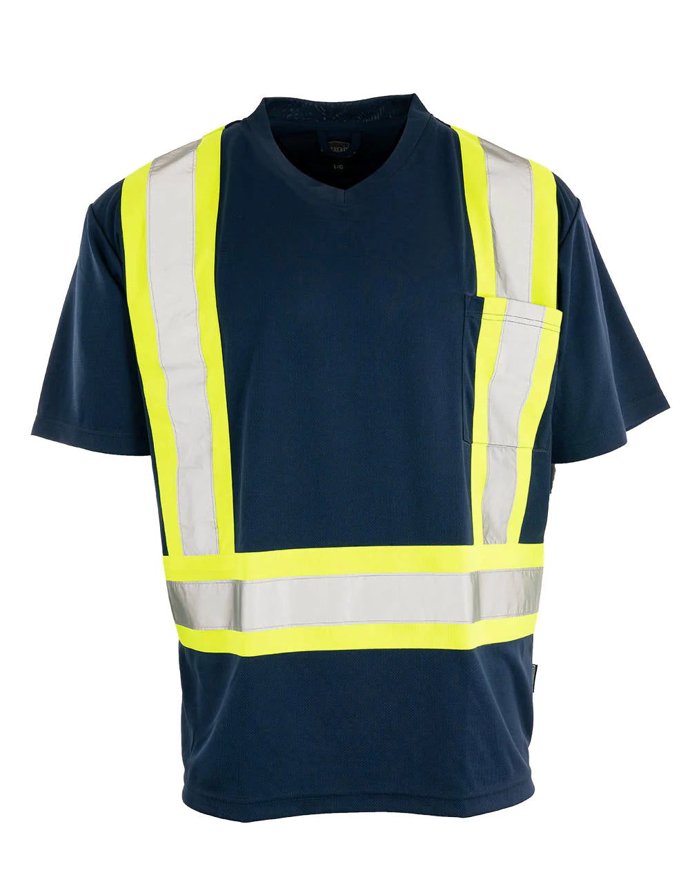 ForceField V-Neck Short Sleeve Safety T-Shirt - High Visibility Workwear for Construction & Outdoor Jobs - Reflective Safety Tee for Men & Women (Model 022 BEPCSA) - Perfect for Night Shifts, Road Work & Emergency Response Teams