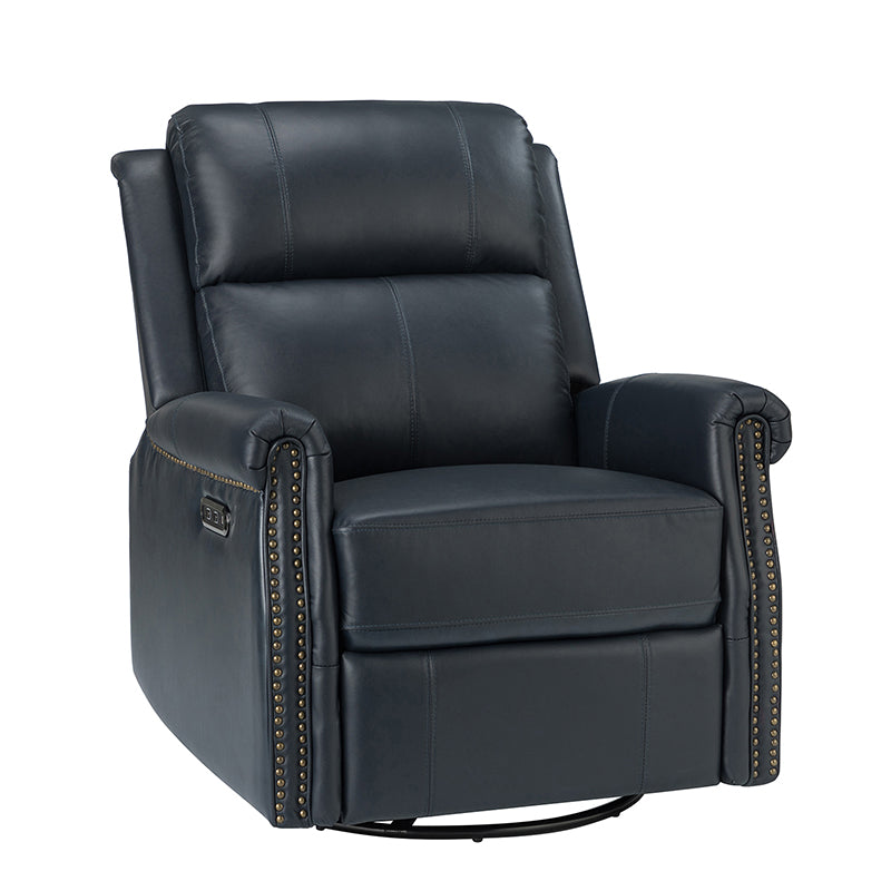 Kaietan Genuine Leather Power Rocking Recliner Chair - Adjustable Electric Massage Recliner Sofa for Living Room, Home Theater & Office Relaxation