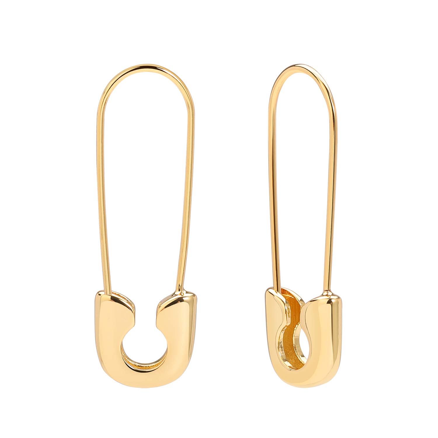 SANNYRA Gold Paperclip Safety Pin Earrings for Women - Trendy Minimalist Dangle Hoop Studs - Everyday Jewelry for Work, Party & Casual Outfits