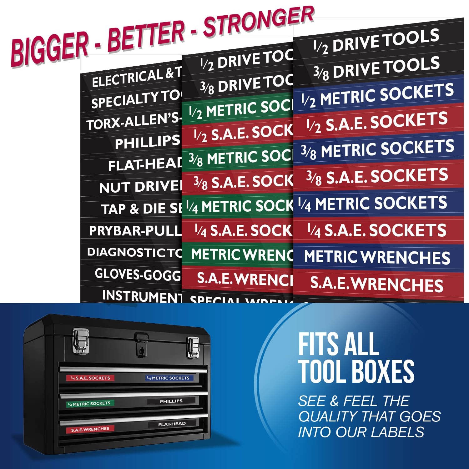 Ultimate Economy Adhesive Toolbox Labels - Durable Stickers for Workshop, Garage & Tool Organization - Perfect for DIY Projects and Professional Use