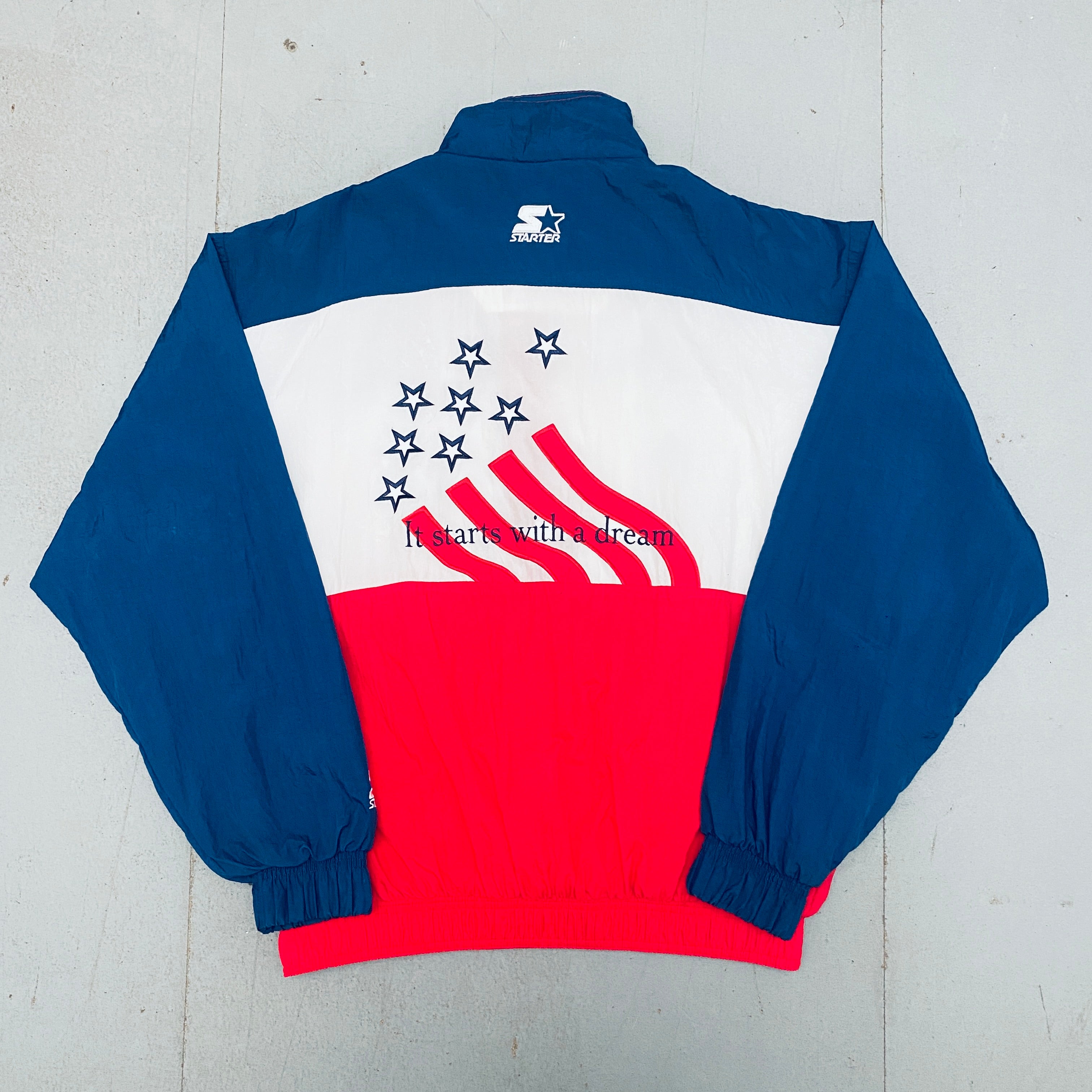 1996 Atlanta Olympics USA Team Full-Zip Starter Windbreaker Jacket - Vintage Collectible for Sports Fans & Retro Fashion