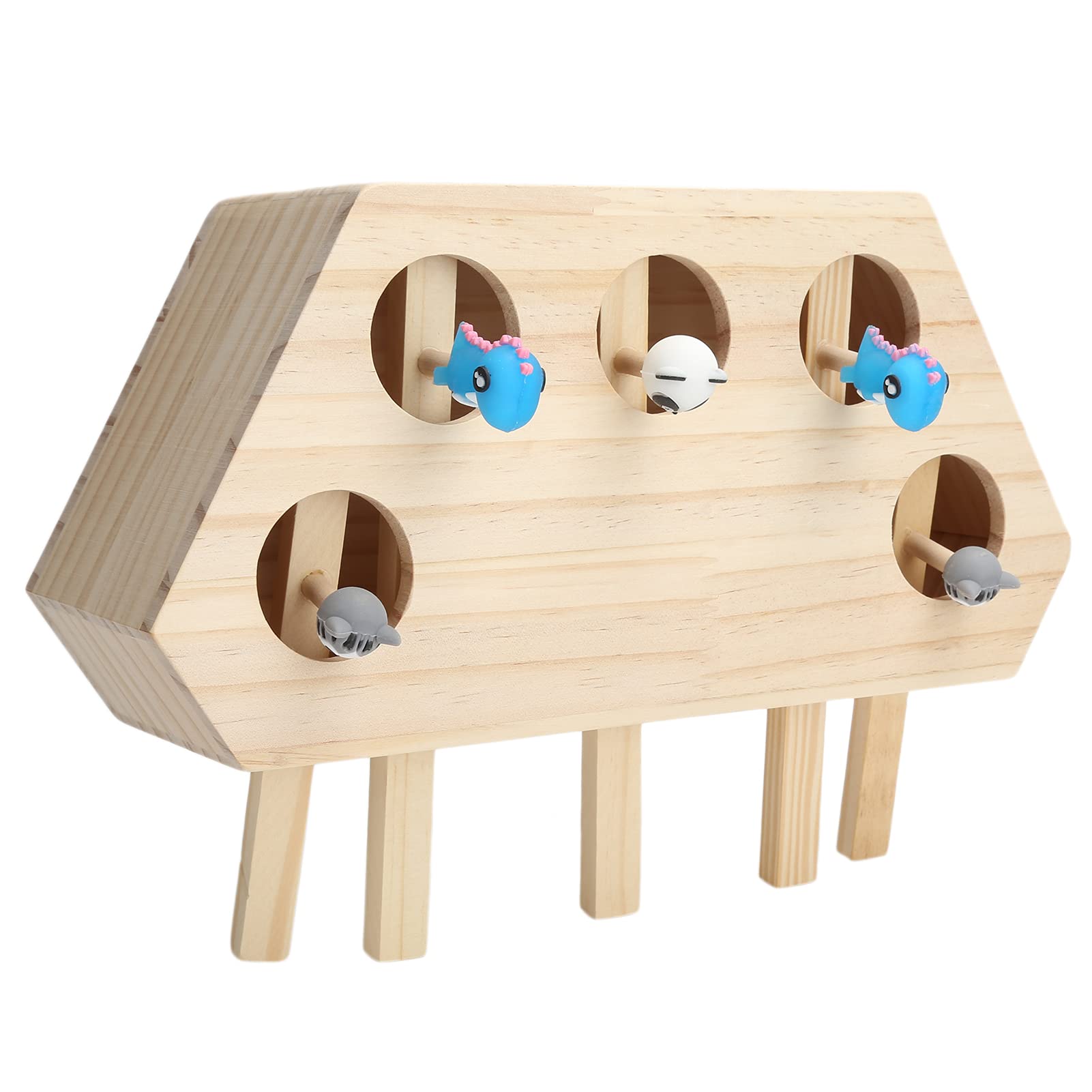 Interactive Wooden & Silicone Cat Hunt Mouse Toy - Puzzle Game for Kittens & Adult Cats - Fun Whack-a-Mole Pet Toy for Indoor Play & Mental Stimulation - Perfect for Playtime, Training & Bonding with Your Feline Friend