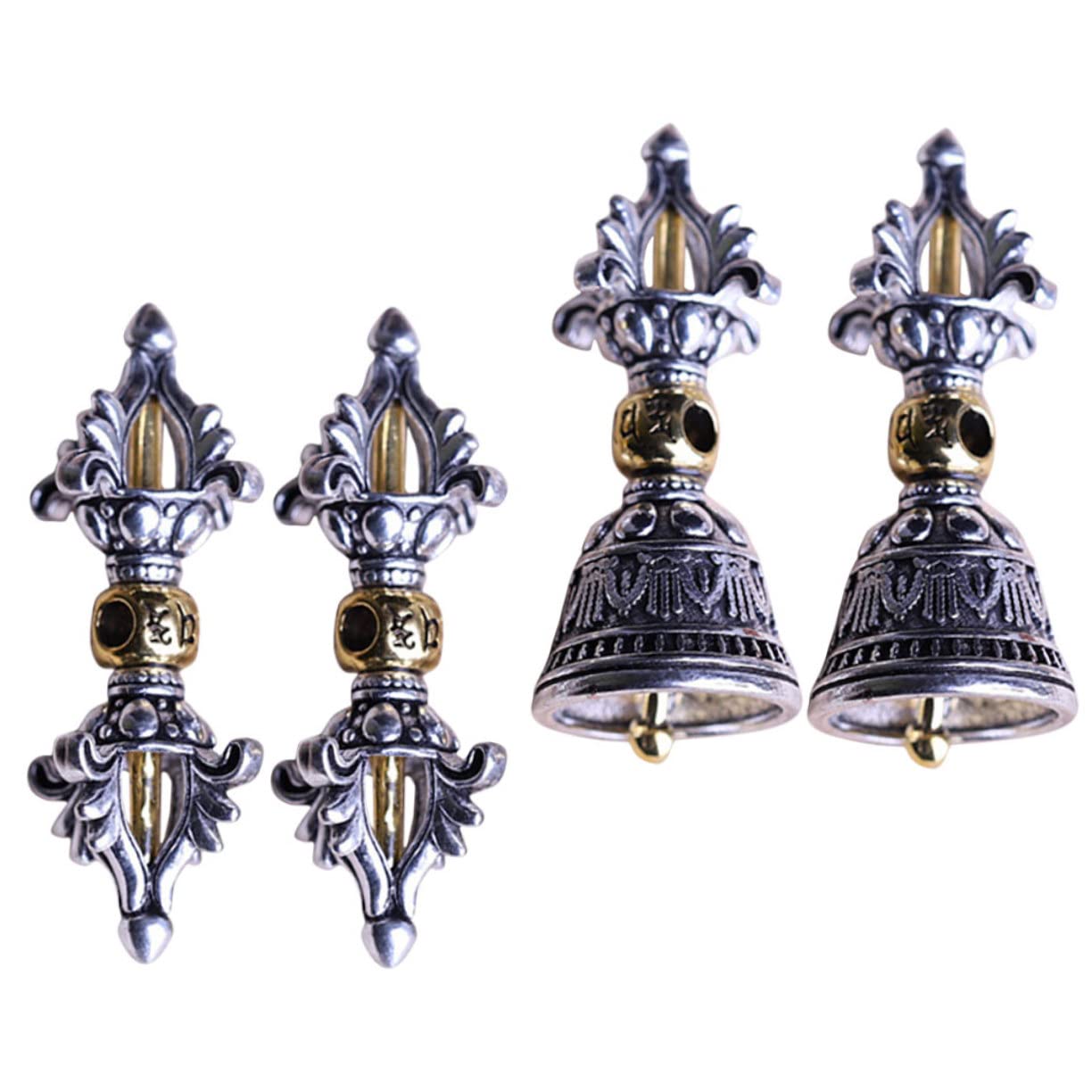 8 Pcs Buddhist Lucky Pendant Charms - Antique Metal Keychain & Jewelry Making Supplies - Wall Hanging Decor for Home, Office & Spiritual Spaces
