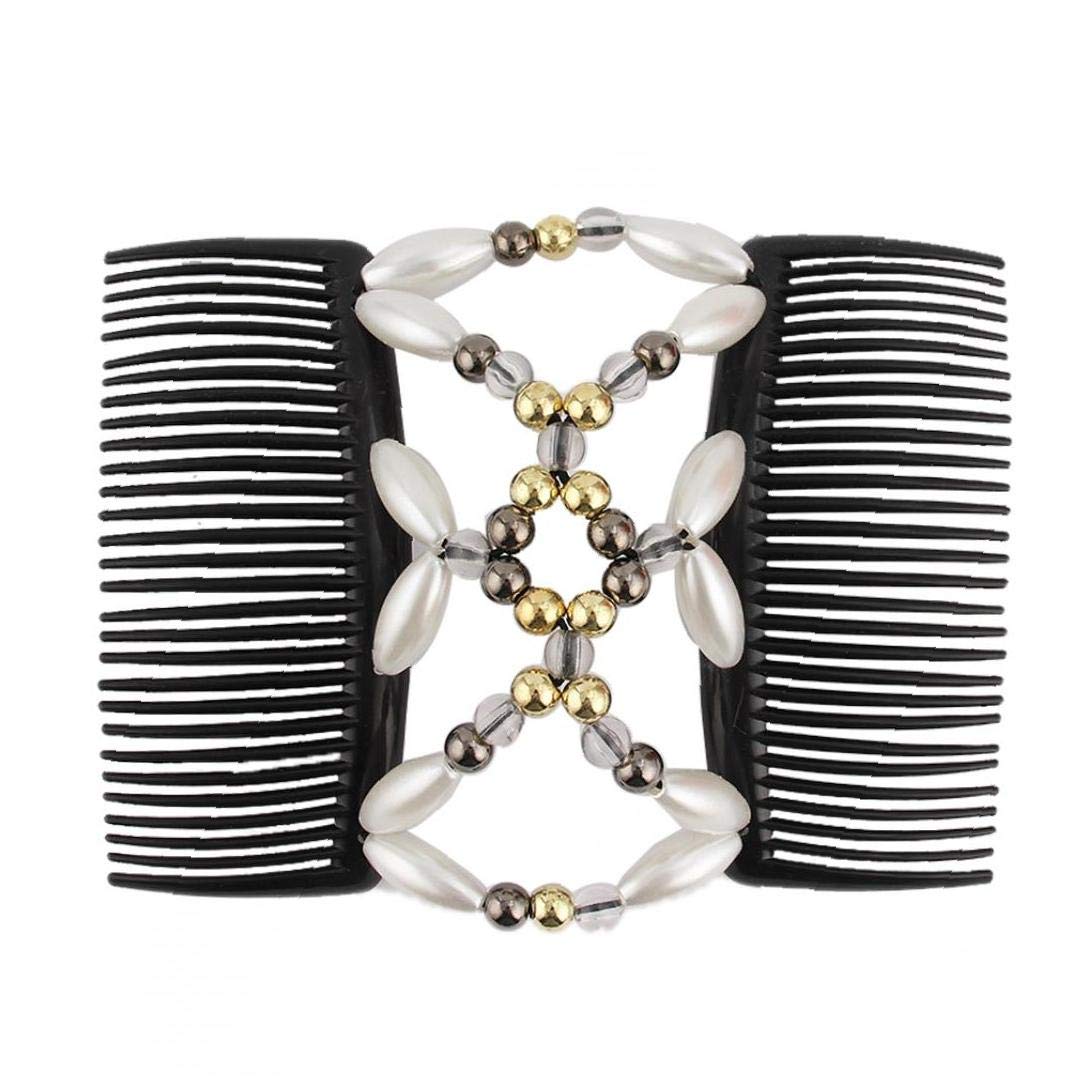 Stylish Beaded Hair Combs & Elastic Hair Clips - Stretchy Hair Holders for Women & Girls - Perfect for Weddings, Parties & Everyday Hairstyling