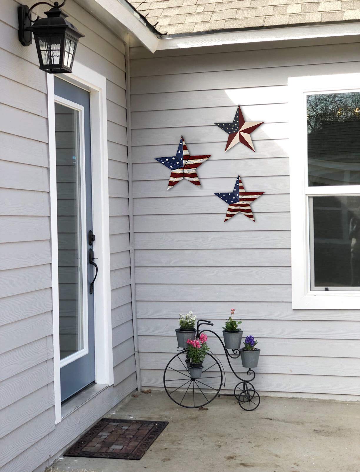 22in Patriotic Metal Barn Star Decor - USA Flag Wall Hanging for Door & Porch | July 4th & Memorial Day
