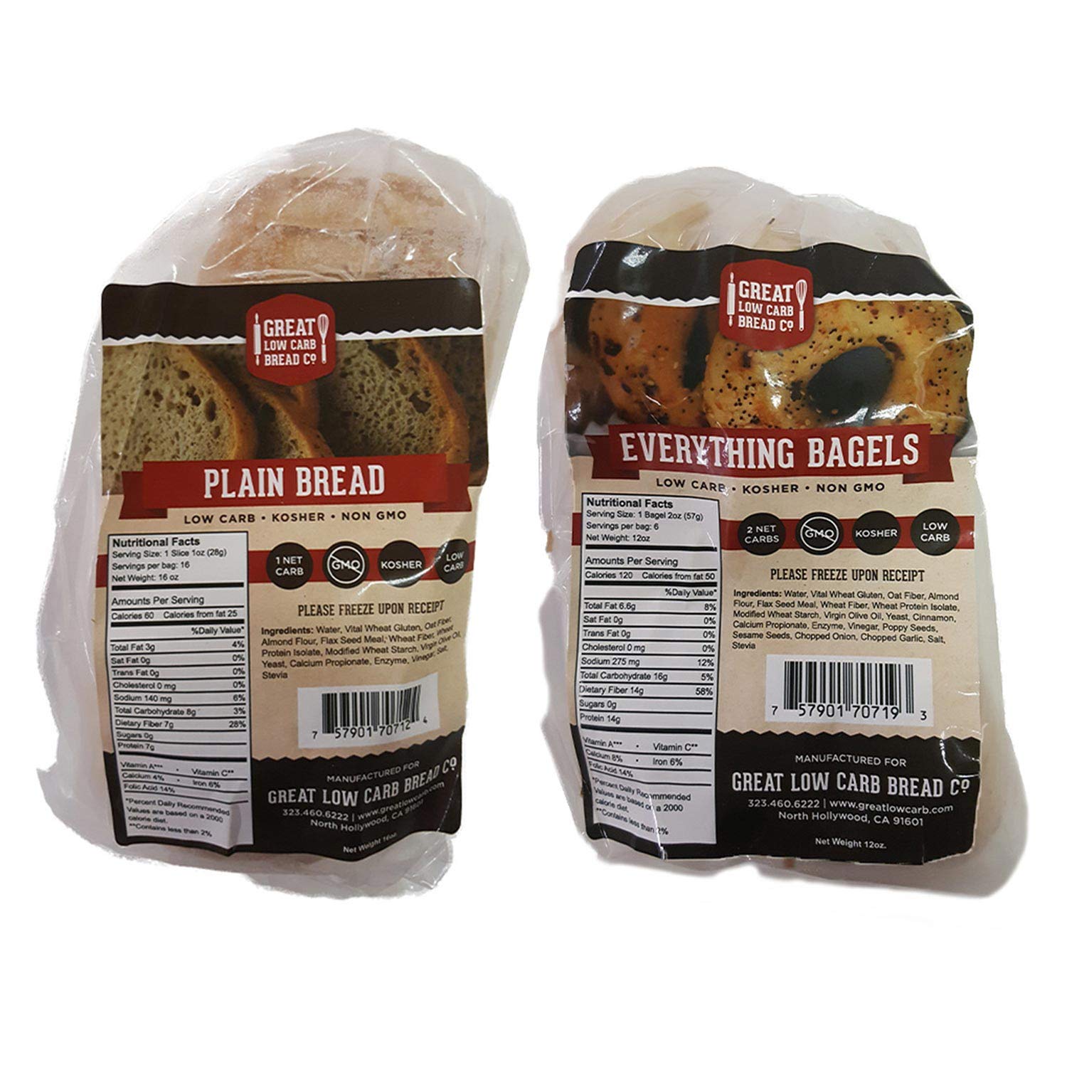 Low Carb Bread & Bagel Combo Pack - Plain Sandwich Bread & Everything Bagels - Keto Friendly, High Protein, Gluten Free - Perfect for Breakfast, Sandwiches & Healthy Snacking