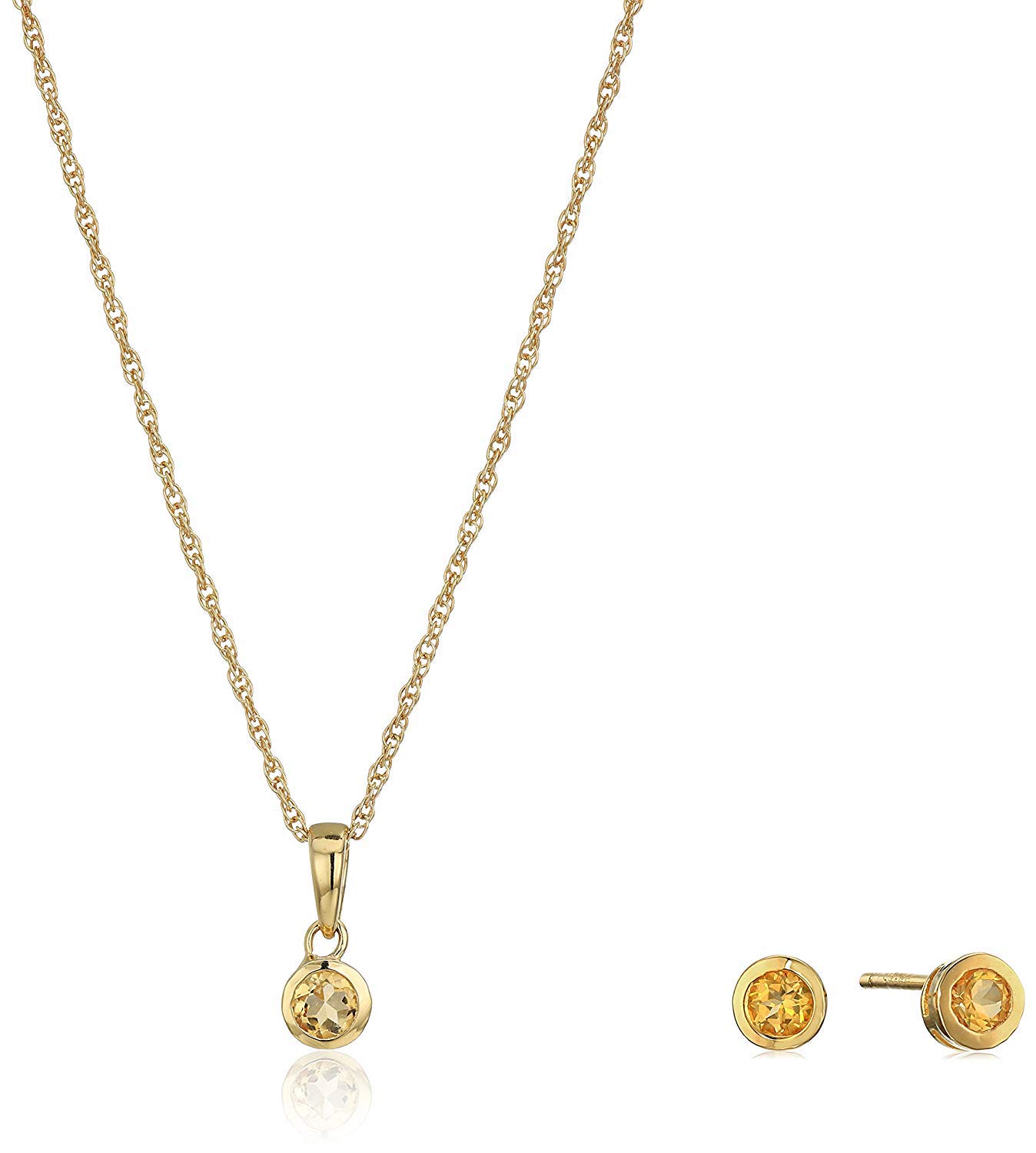 Girls' Petite 18k Gold Plated Sterling Silver Birthstone Stud Earrings & 16