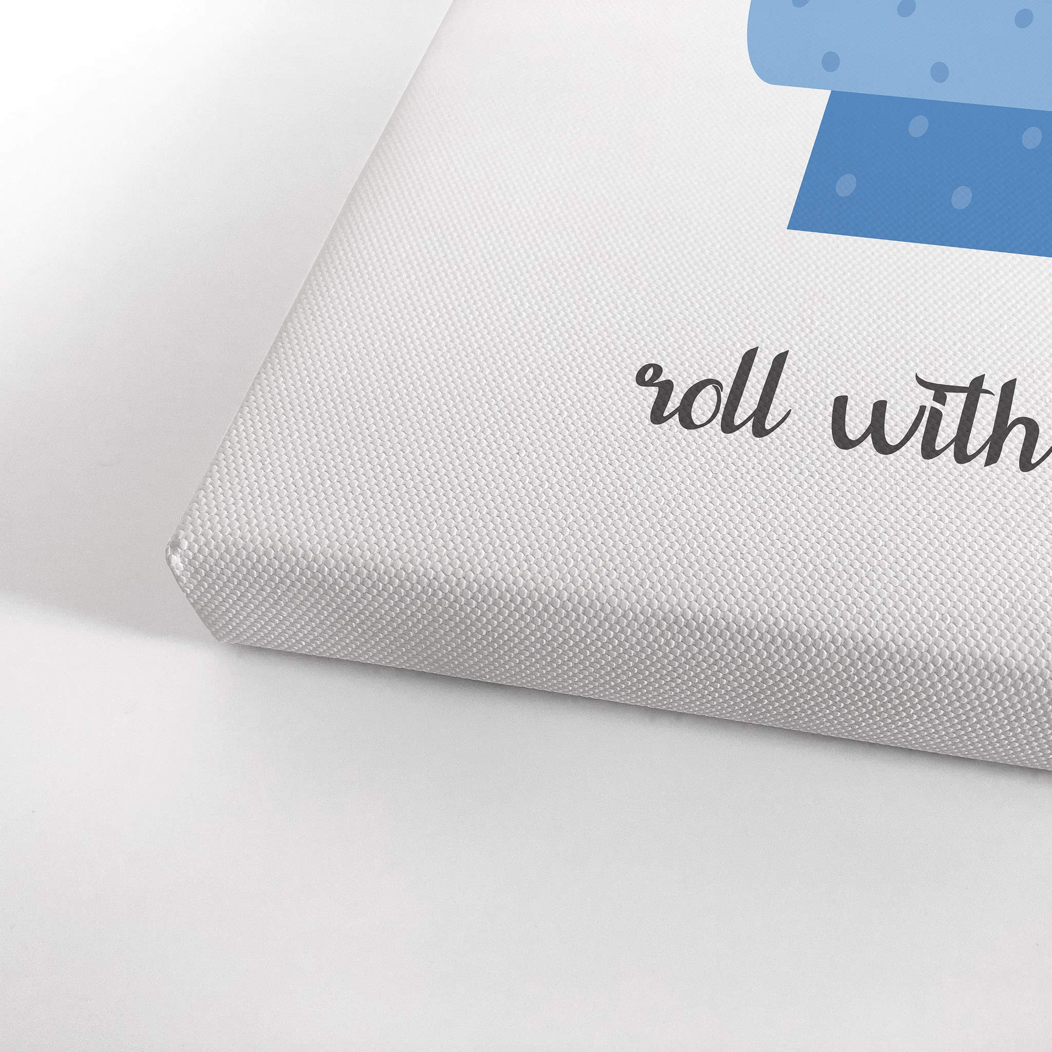 Funny Bathroom Wall Art - 'Shit Happens Roll With It' Canvas Print - 12x8 Ready to Hang Toilet Paper Humor Sign - USA Made Home Decor for Bathroom, Restroom & Office Humor