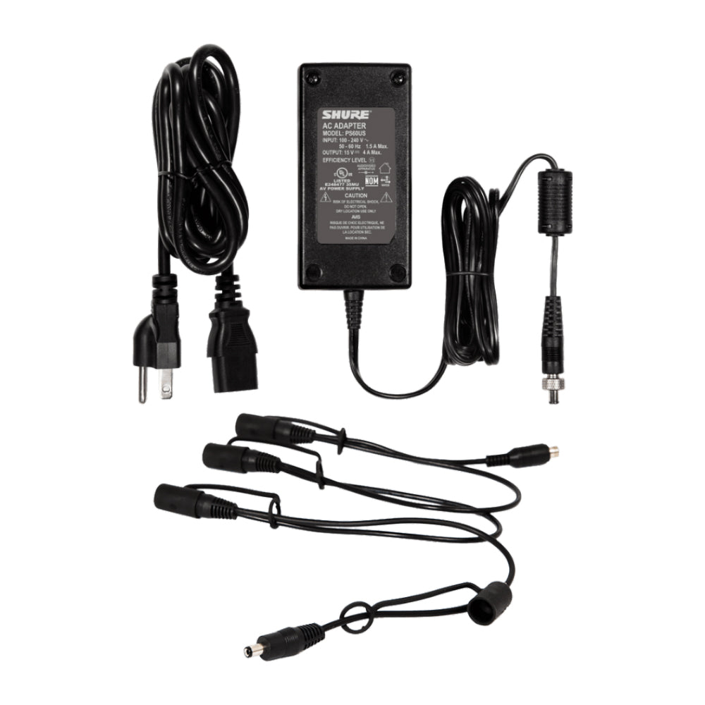 Shure PS124L Locking 4-Pin XLR In-Line Power Supply with Distribution Cable - Ideal for Professional Microphones, Audio Equipment & Live Performances
