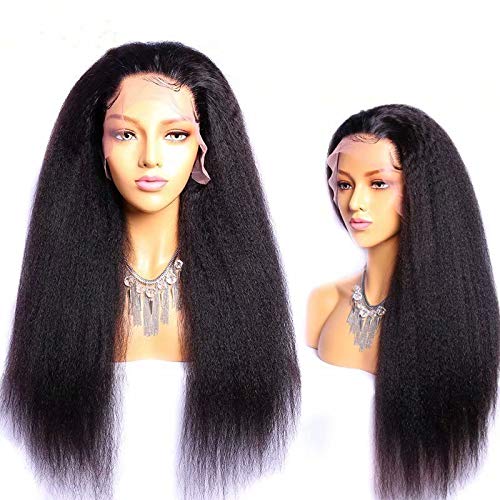 QUINLUX 13x6 HD Transparent Lace Front Wig - 180% Density Light Yaki Brazilian Virgin Human Hair with Bleached Knots & Baby Hair | 18 Inch Natural Looking Lace Wig for Women | Perfect for Daily Wear, Parties & Special Occasions