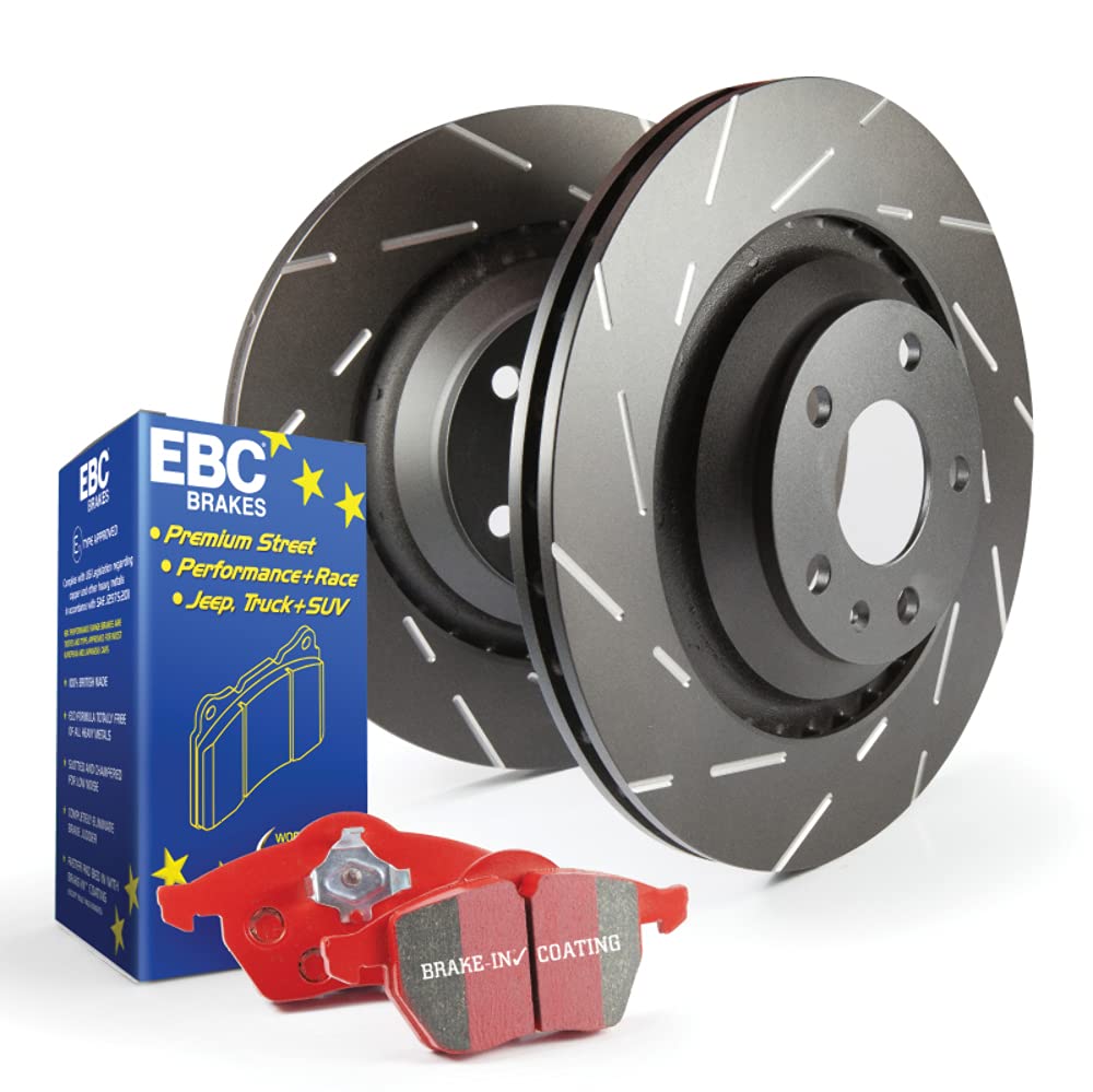 EBC Brakes Red Stuff Ceramic Brake Pads & USR Slotted Rotors Kit - S4KR1358 | High-Performance Braking for Street & Track Use