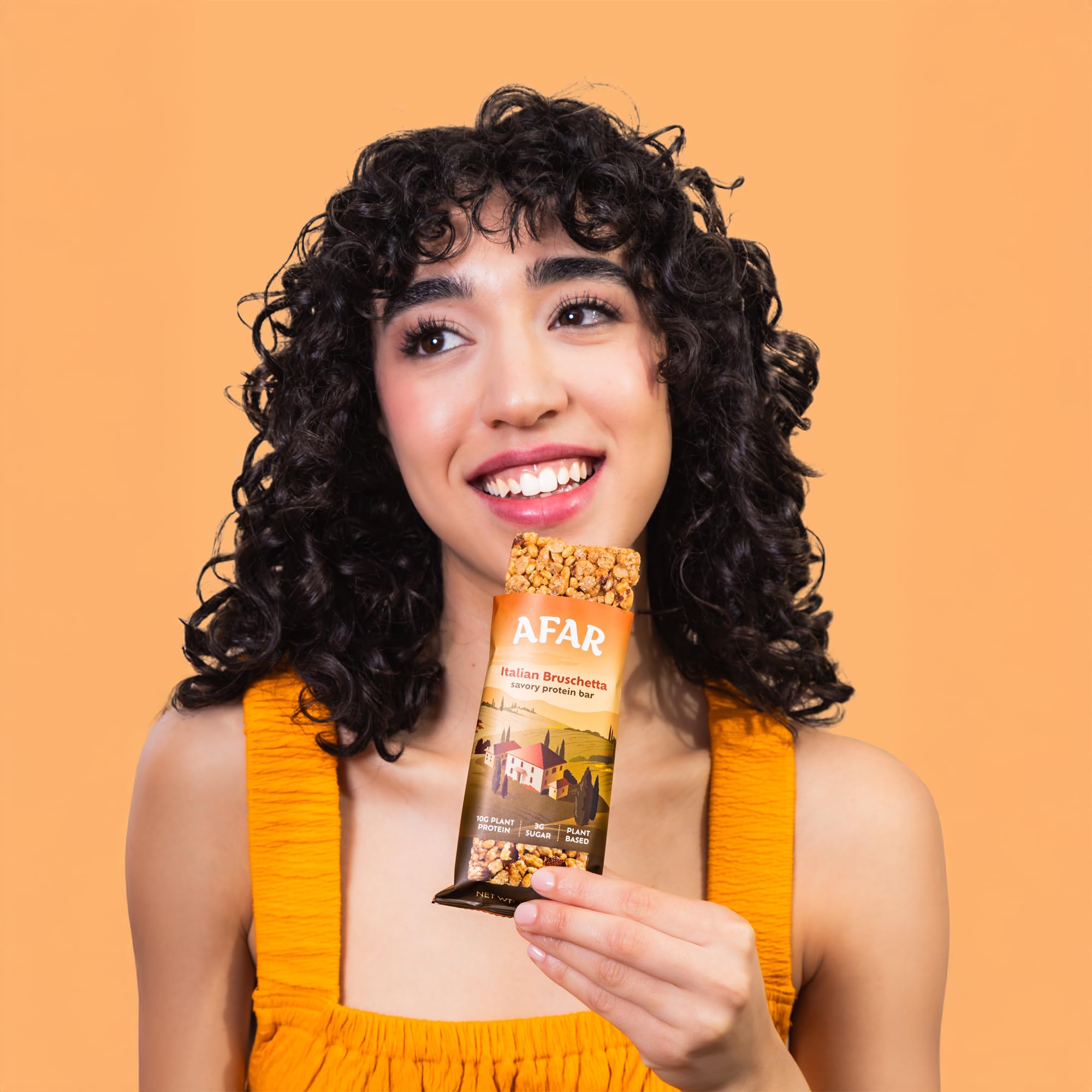 Afar Savory Protein Bars - Low Sugar High Protein Vegan Snacks for Adults - Gluten Free Meal Replacement with Rice Crispy Texture - Italian Bruschetta Flavor (8 Pack) - Perfect for Post-Workout Recovery, On-the-Go Nutrition & Healthy Weight Management