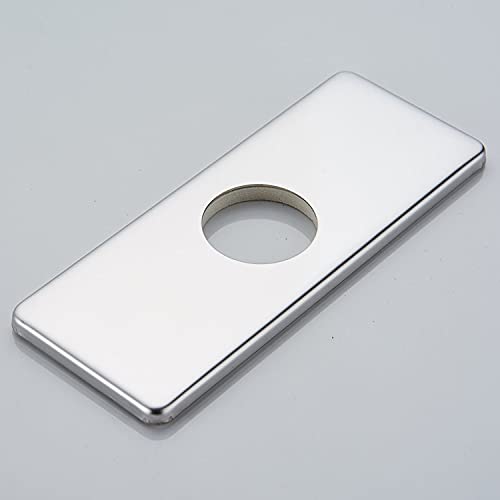 6 Inch Stainless Steel Chrome Sink Hole Cover - Square Bathroom & Kitchen Faucet Deck Plate for Vessel Sink - 4