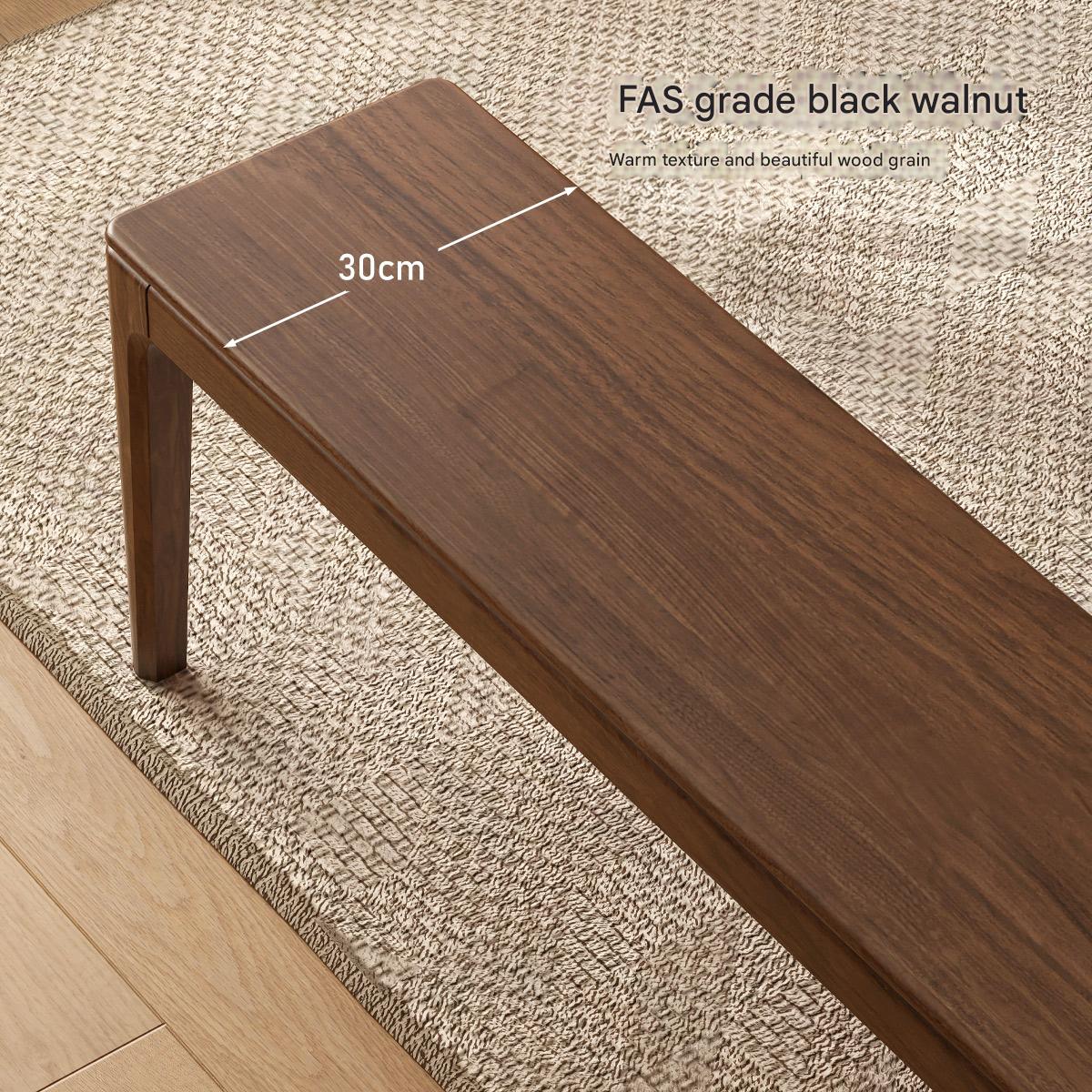 Black Walnut Solid Wood Nordic Long Bench - Modern Entryway & Dining Room Seating - Perfect for Hallway, Bedroom, and Living Room Decor