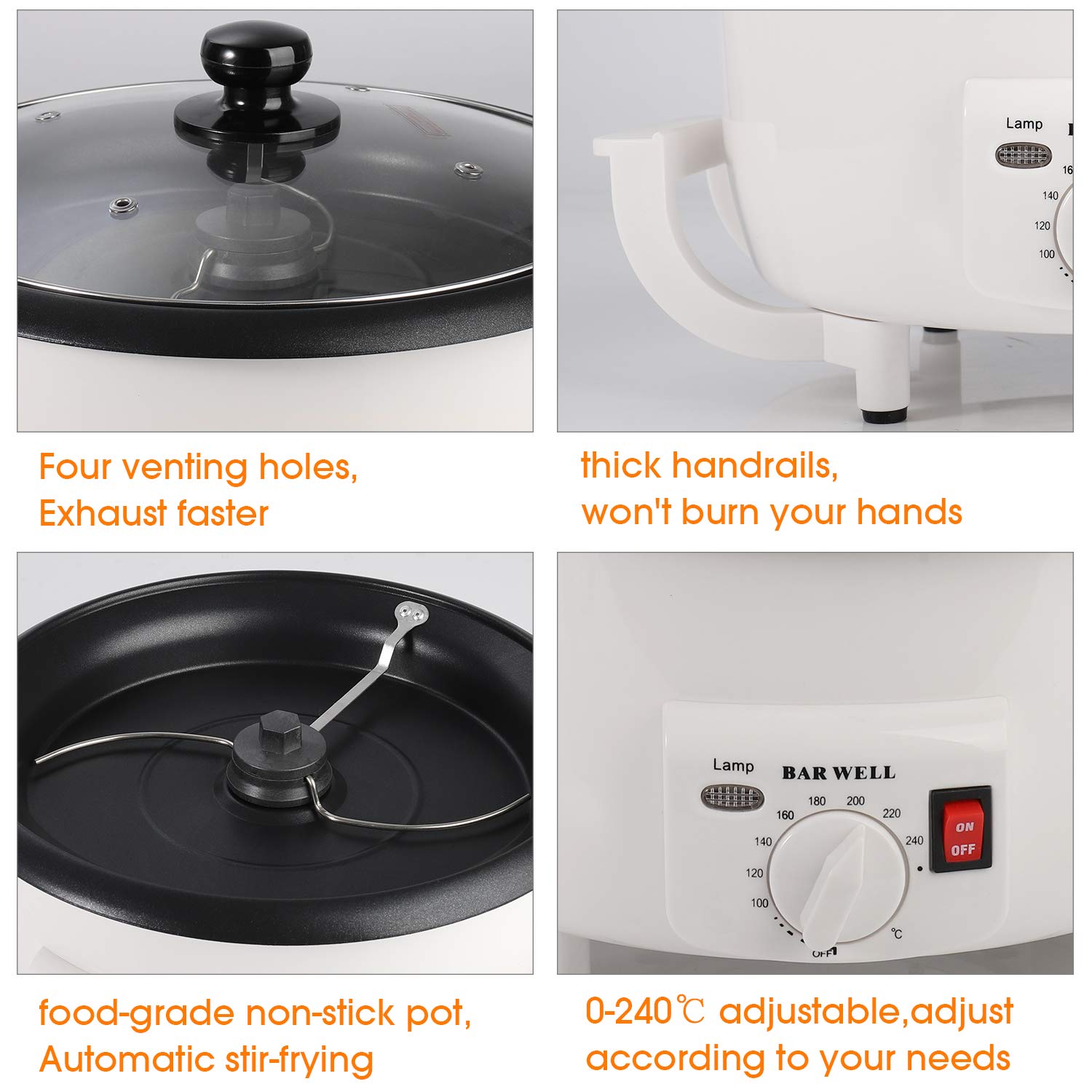 Premium 750g Home Coffee Bean Roaster Machine - 110V Electric Coffee Roaster with Non-Stick Coating for Fresh Artisan Roasts | Perfect for Home Baristas, Coffee Shops & Small Batch Roasting