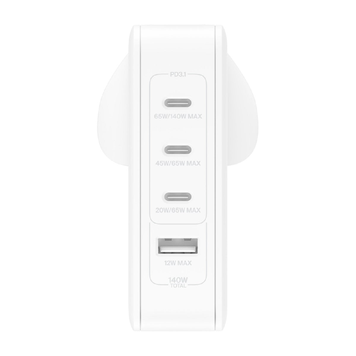 Belkin BoostCharge Pro 140W 4-Port GaN Fast Charger for iPhone, MacBook, iPad - Ultra Compact Home & Travel Charging Station for Multiple Devices