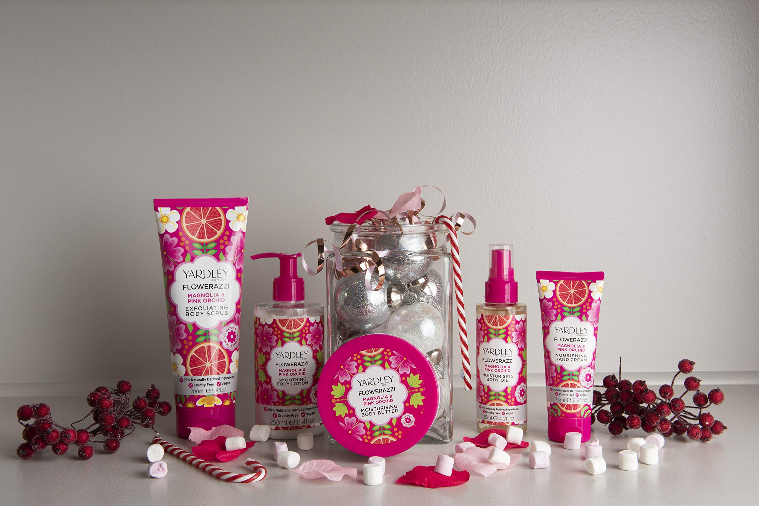 Yardley London Flowerazzi Magnolia & Pink Orchid Exfoliating Body Scrub - Gentle Skin Polish for Smooth & Glowing Skin | Perfect for Shower & Spa Days