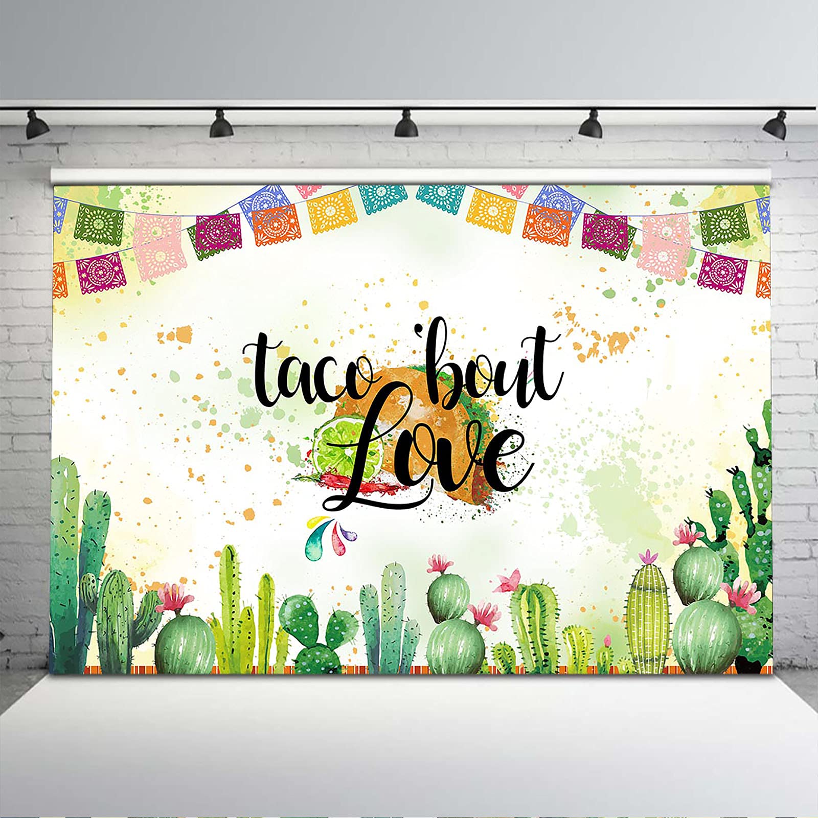 Mexican Fiesta Backdrop - Taco Cactus Wedding Decor for Bridal Shower & Bachelorette Party (8x6)