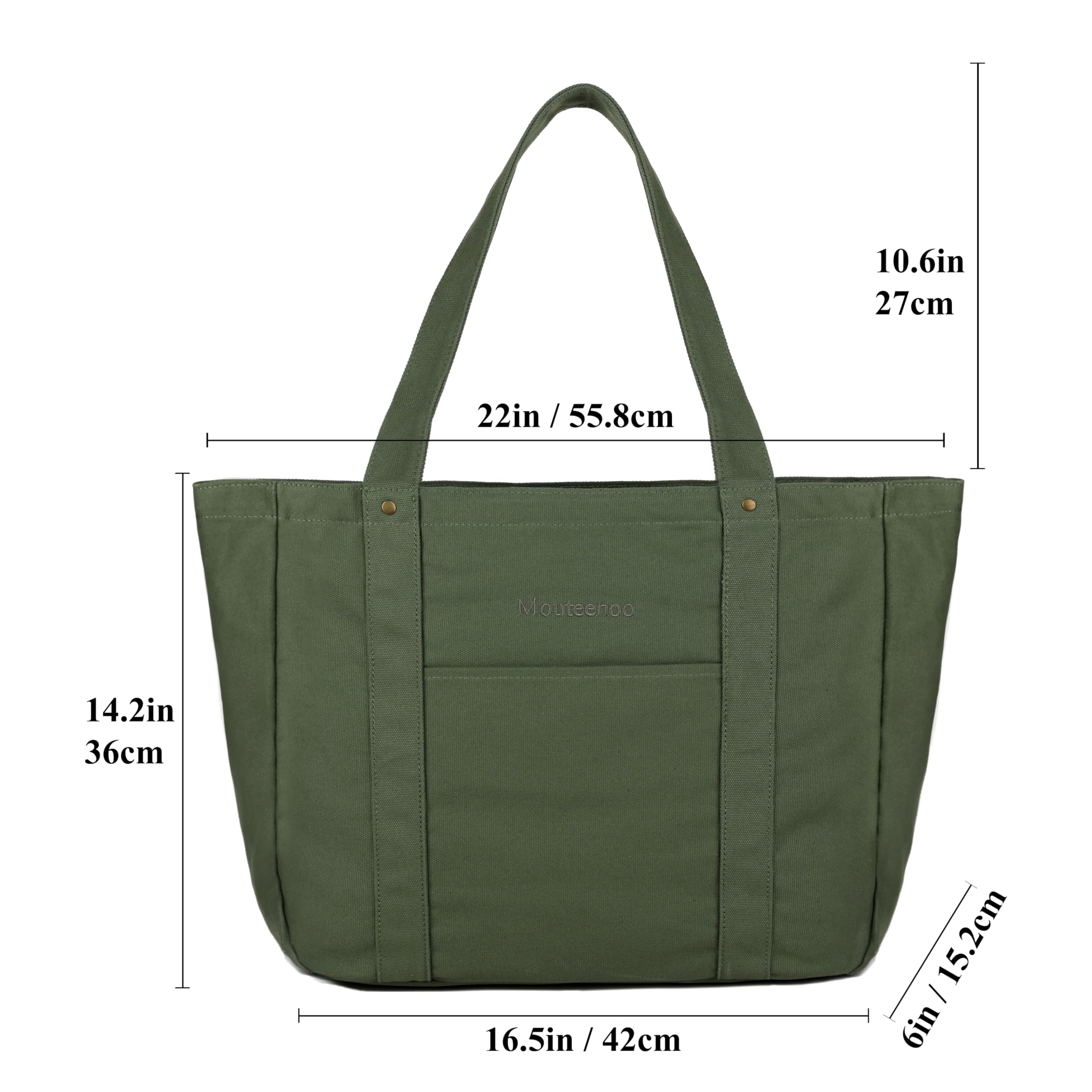 Stylish Large Canvas Tote Bag for Women with Secure Zipper Closure & Laptop Compartment - Perfect for Work, Travel, Beach & Everyday Use