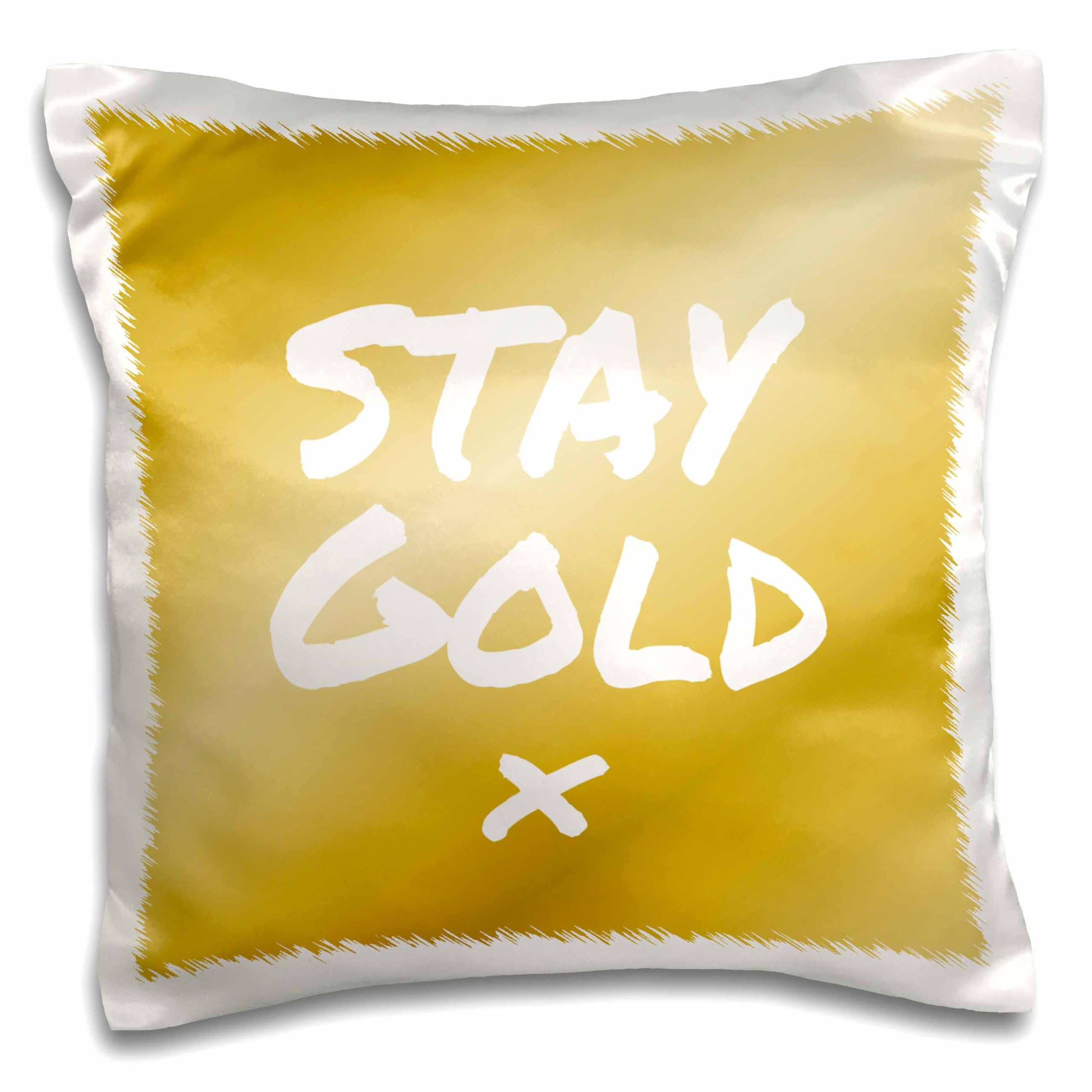 3dRose Stay Gold Quote Pillow Case - 16 x 16 Inches, Matte Tan-Gold Color, Be True to Yourself - Perfect for Home Decor, Bedroom Accent, and Inspirational Gifts