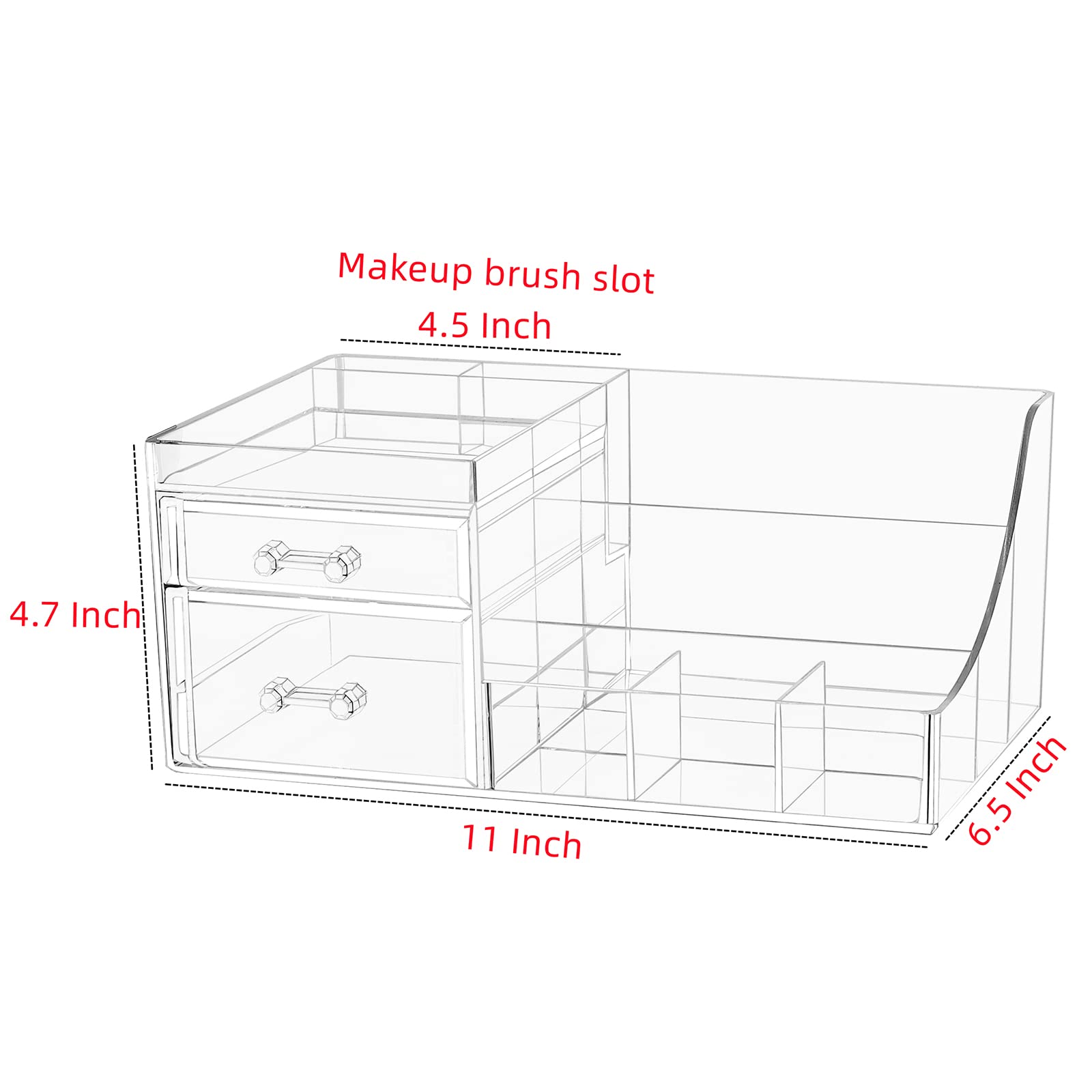 Clear Acrylic Skincare Organizer with 2 Stackable Drawers - Makeup & Jewelry Storage for Vanity, Hair Clips, Beauty Products - Perfect for Bedroom, Bathroom & Dressing Table Organization