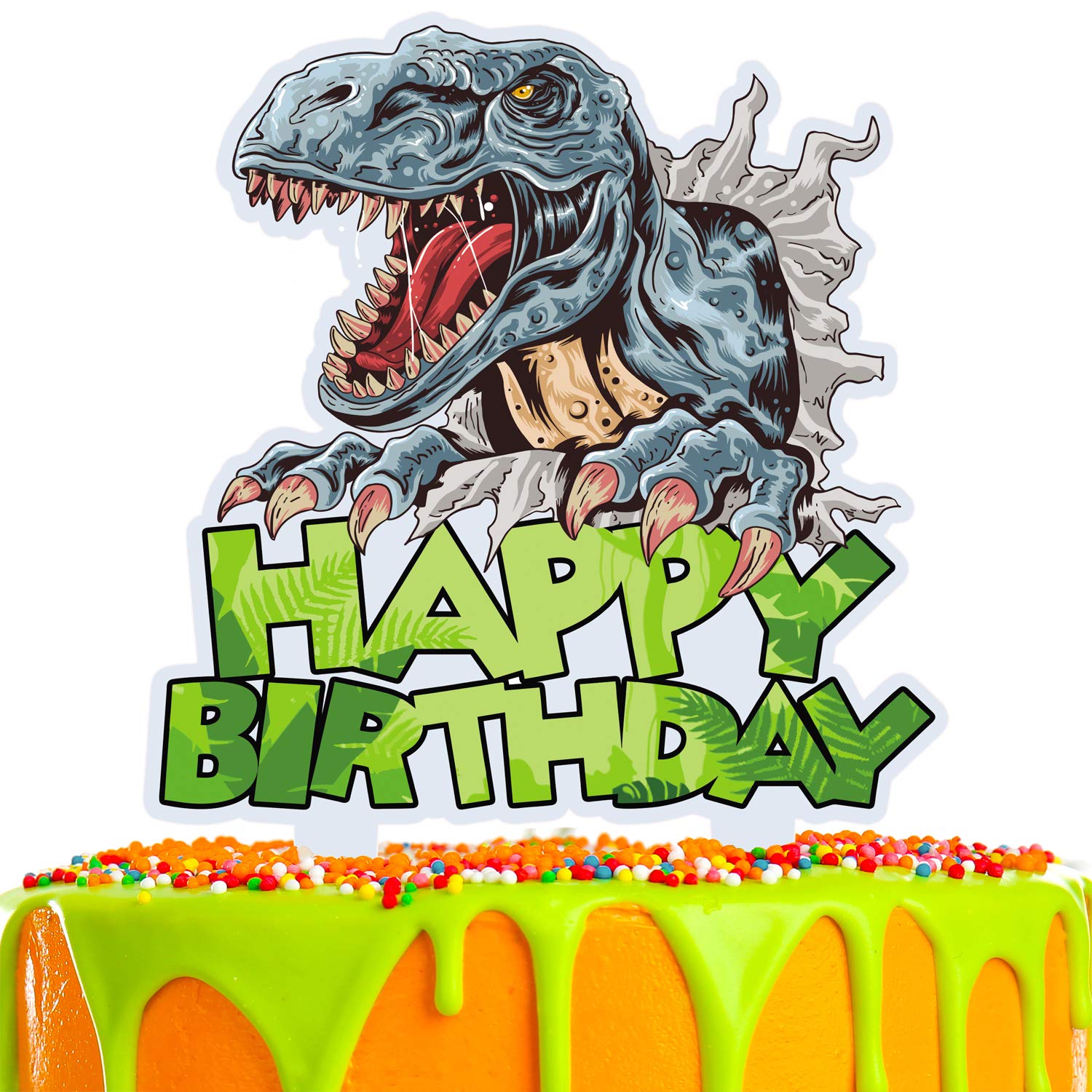 Dinosaur Cake Toppers - 12 Pack Acrylic Dino Cake Decorations for Birthday Parties, Baby Showers, Jungle Theme Events - Perfect for Cupcakes, Cakes, and Dessert Table Decor
