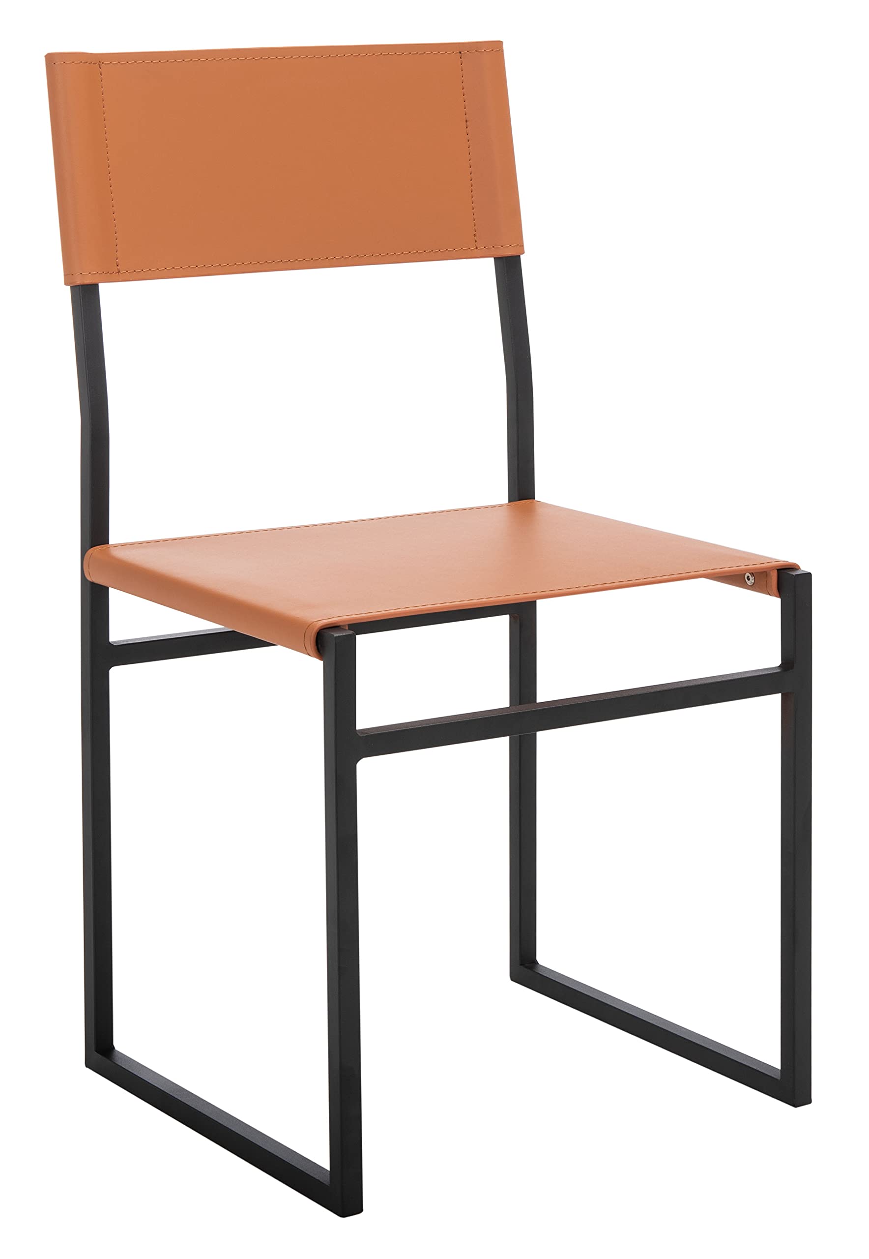 SAFAVIEH Layne Cognac Brown & Black Accent Chair for Living Room & Dining Room - Fully Assembled Modern Home Decor - Perfect for Small Spaces, Apartments & Cozy Corners