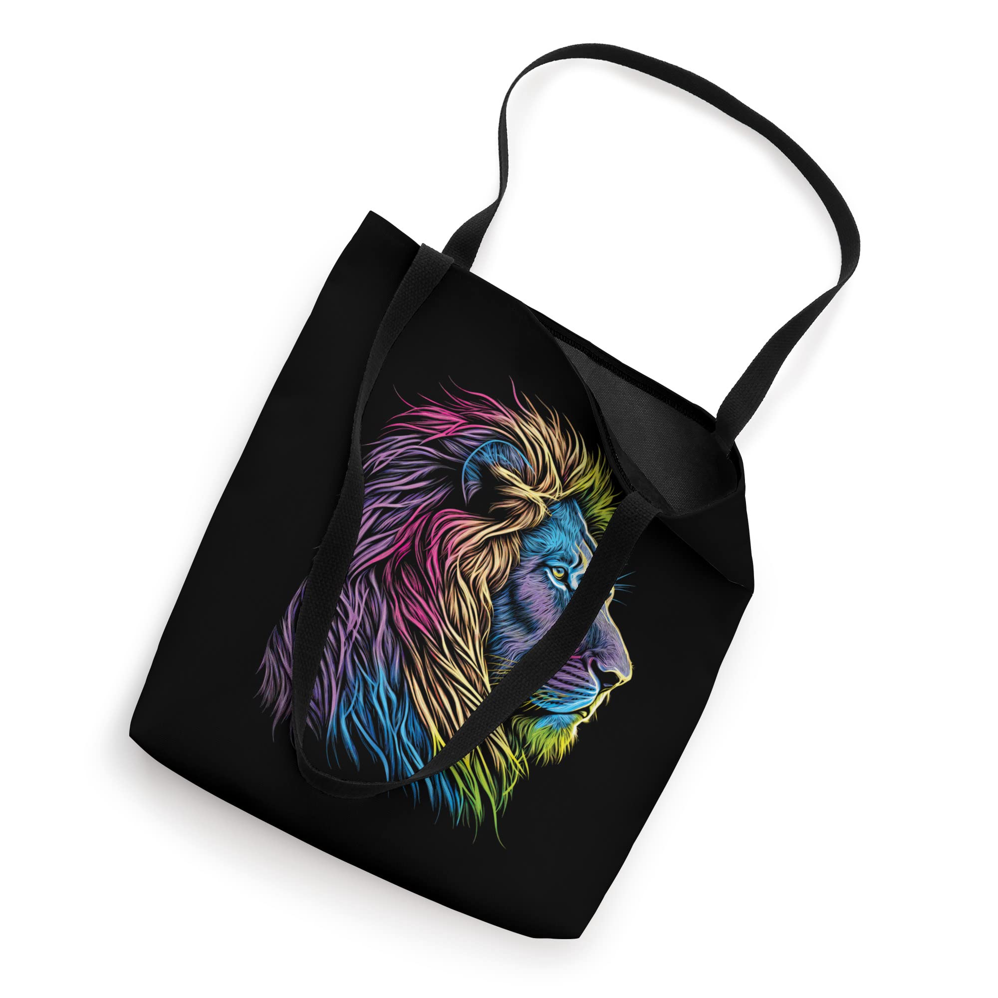 Colorful Lion Print Tote Bag - Large Reusable Shopping Bag for Women, Beach, Grocery & Travel | Eco-Friendly Cotton Canvas Carryall