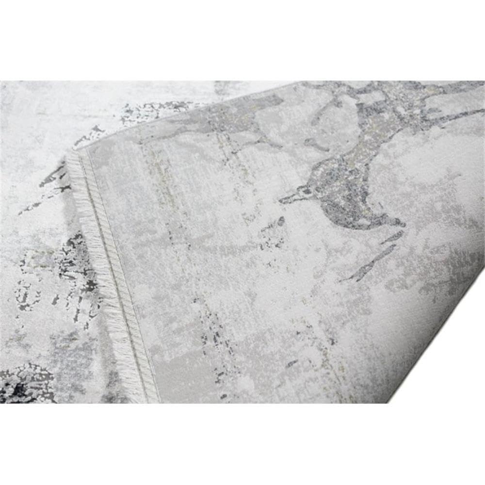 Bashian Collection Luxury Power Loom Viscose & Polyester Area Rug - 4' x 6' Grey/Gold Runner Rug for Entryway, Living Room, Bedroom - Soft & Durable Home Decor for Modern Interior Design
