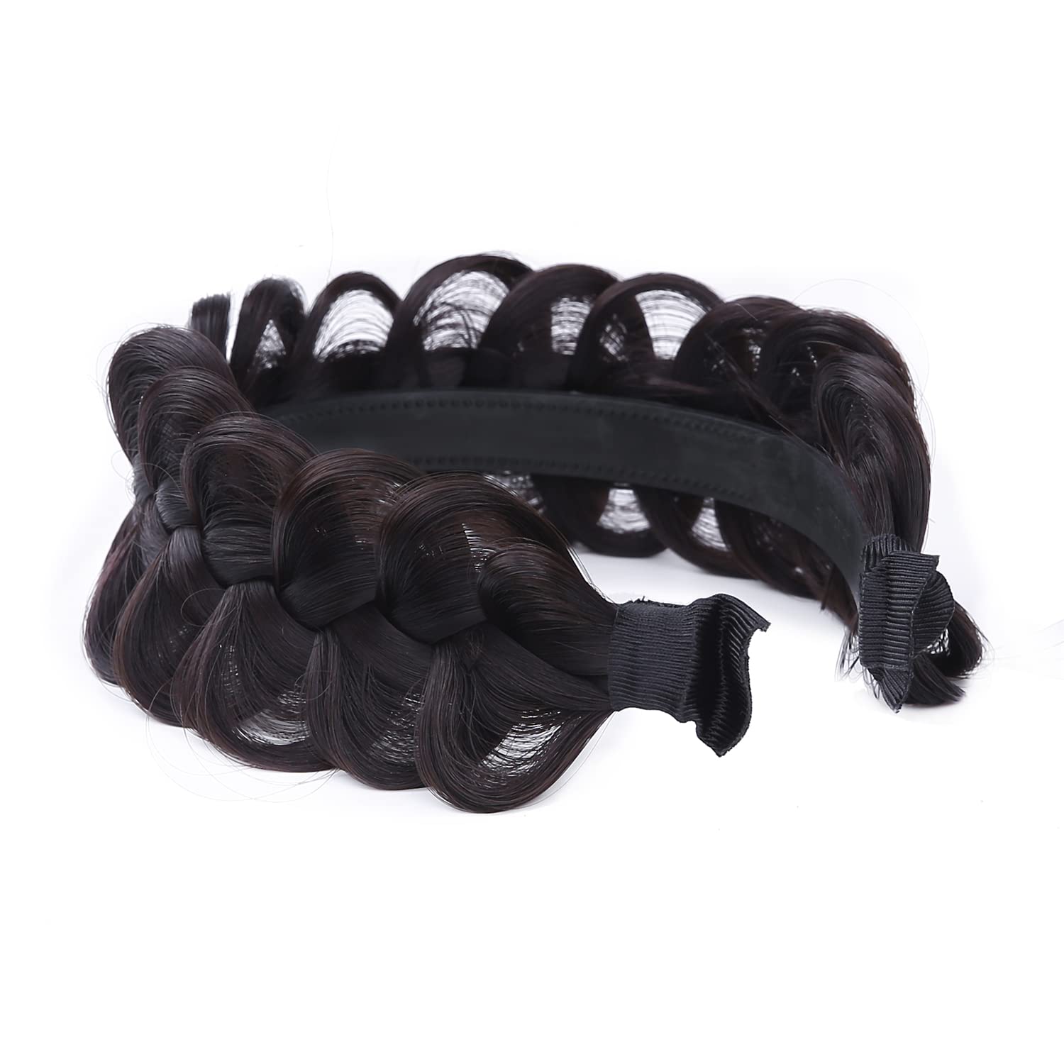 Stylish Synthetic Braided Headband with Teeth - 2.4 Inch Wide Hair Accessory for Women & Girls | Perfect for Parties, Weddings & Everyday Wear