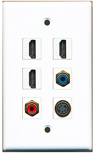 RiteAV 3-Port HDMI Wall Plate with RCA Red, RCA Blue & S-Video Connectors - Ideal for Home Theater, Conference Rooms & AV Installations