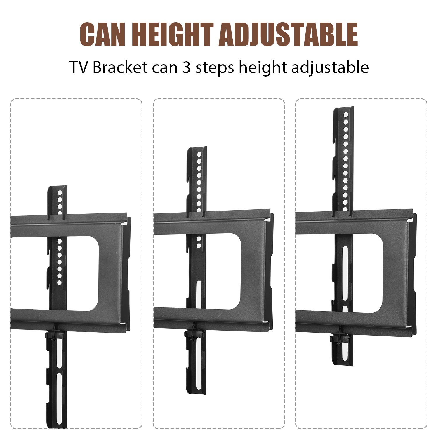 Black Wooden TV Stand with Tempered Glass - Adjustable Height, Universal Swivel Design for Flat Screen TVs - Perfect for Living Room, Bedroom & Home Theater Entertainment Centers