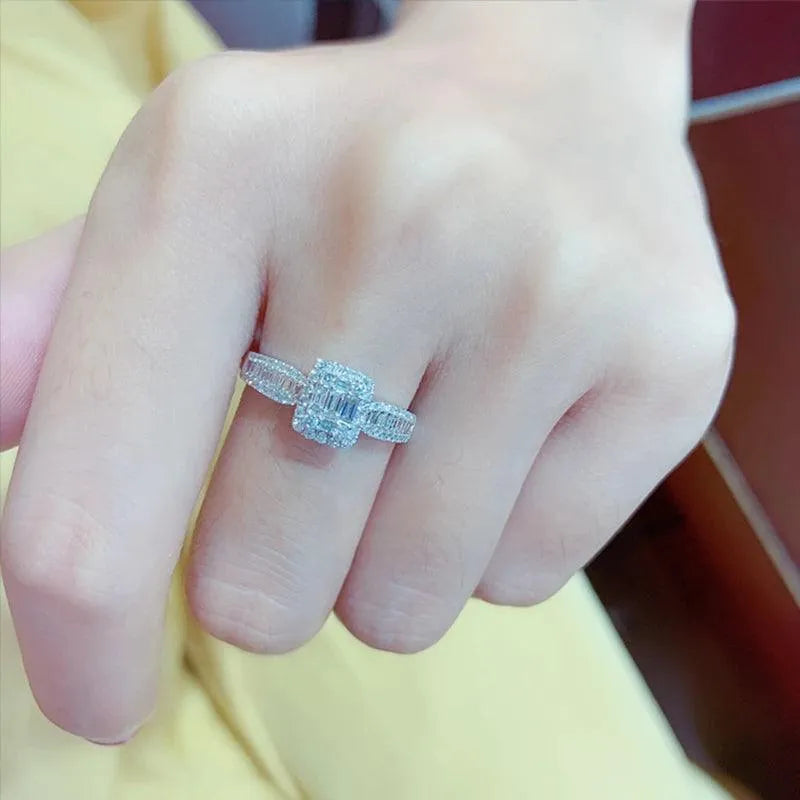 18K White Gold 0.5 Carat Natural Diamond Engagement Ring & Wedding Band - Certified (Size M) - Perfect for Proposals, Anniversaries, and Bridal Jewelry