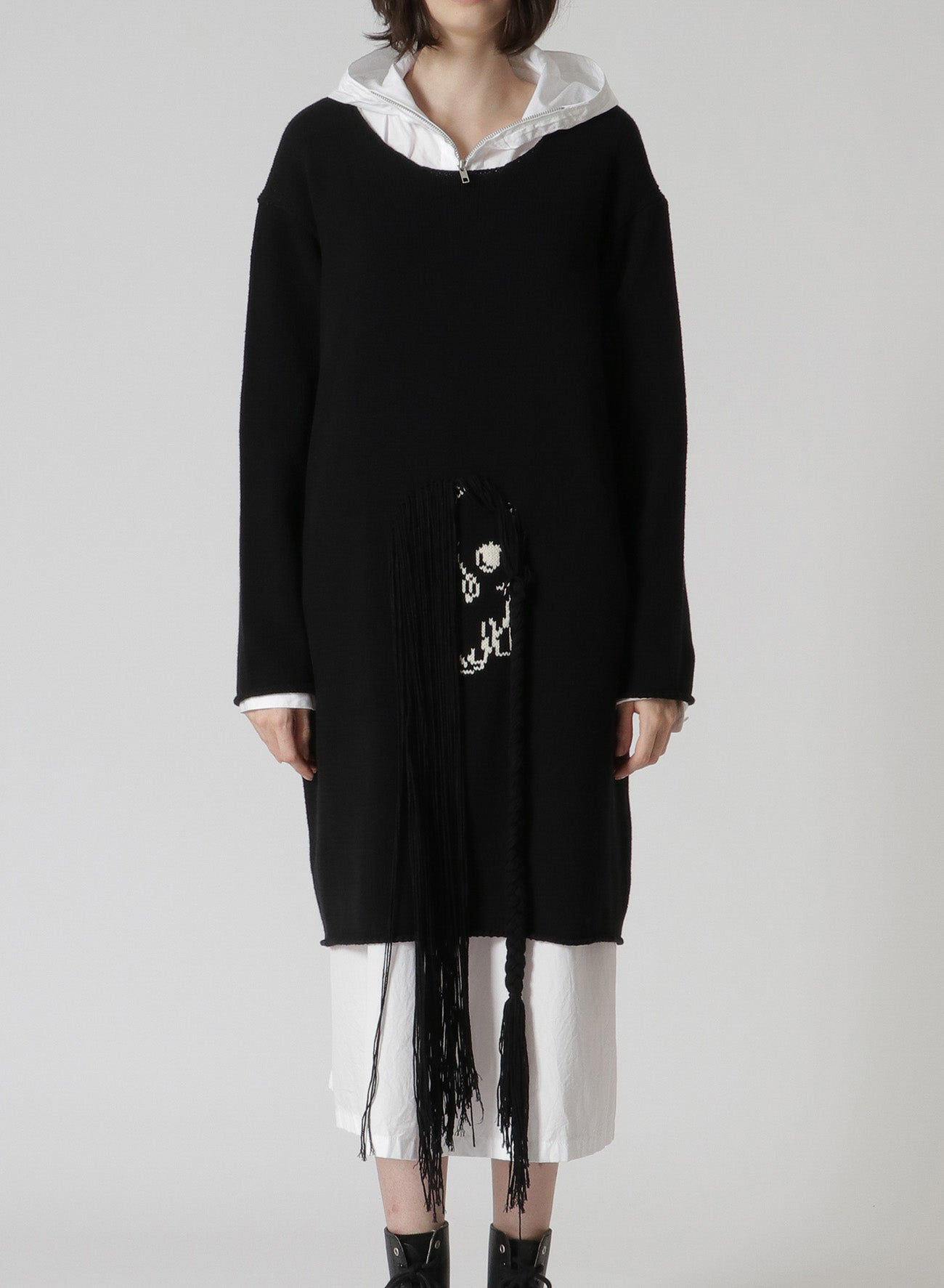 Stylish Cotton Acrylic Intarsia Jacquard Plain Stitch Skeleton Pullover Sweater - Perfect for Halloween, Casual Wear & Fall Fashion