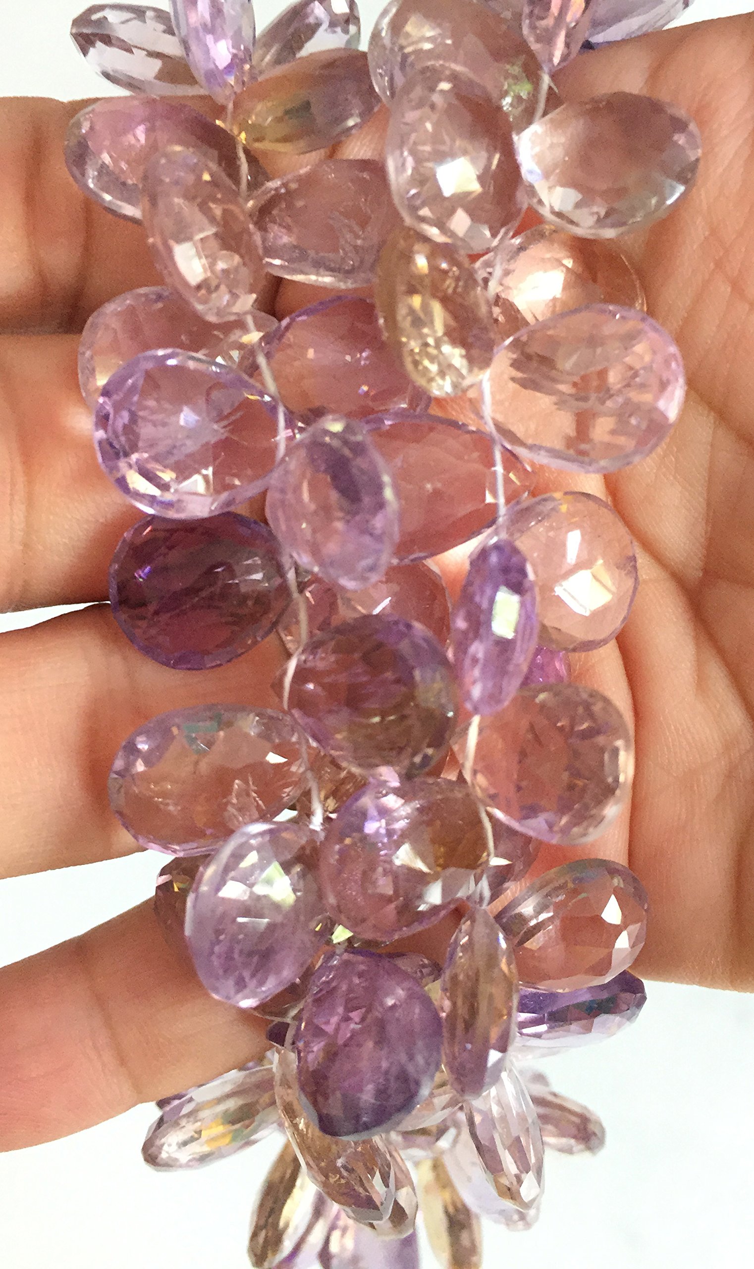17 Inch Amethyst Faceted Almond Necklace - Semi Precious Gemstone Jewelry for Women, Perfect for Gifts, Parties & Special Occasions