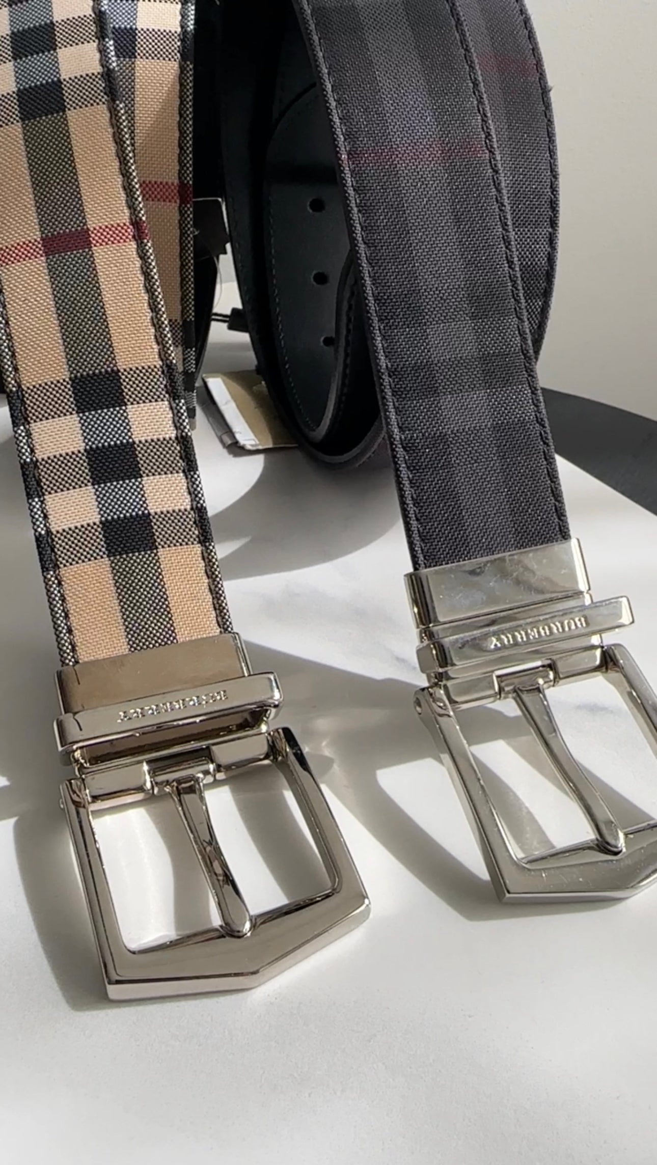 Burberry Black Nova Check & Leather Reversible Belt - 80/32 Size | Luxury Fashion Accessory for Men & Women | Perfect for Office, Parties & Formal Events