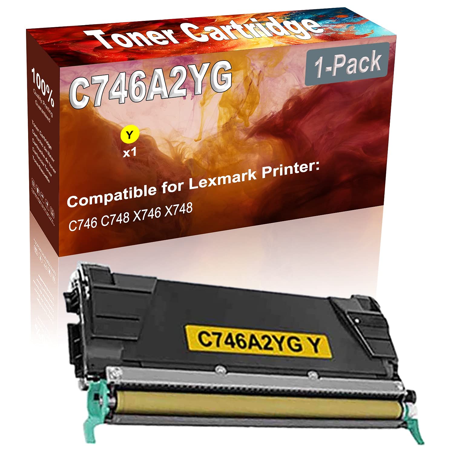 High Capacity C746 C748 X746 X748 Laser Toner Cartridge Replacement (1-Pack, Yellow) - Compatible with C746A2YG Printer | Perfect for Office Printing & Home Office Use